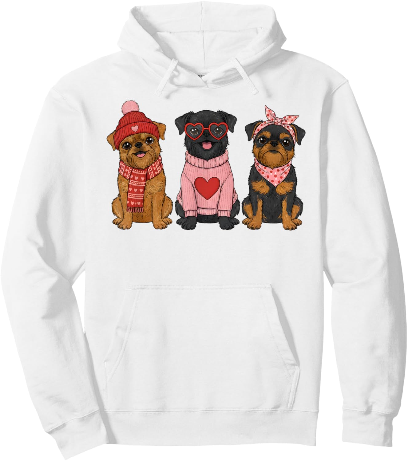 Cute Brussels Griffon Valentine Dog Hoodie - Hoodie | White