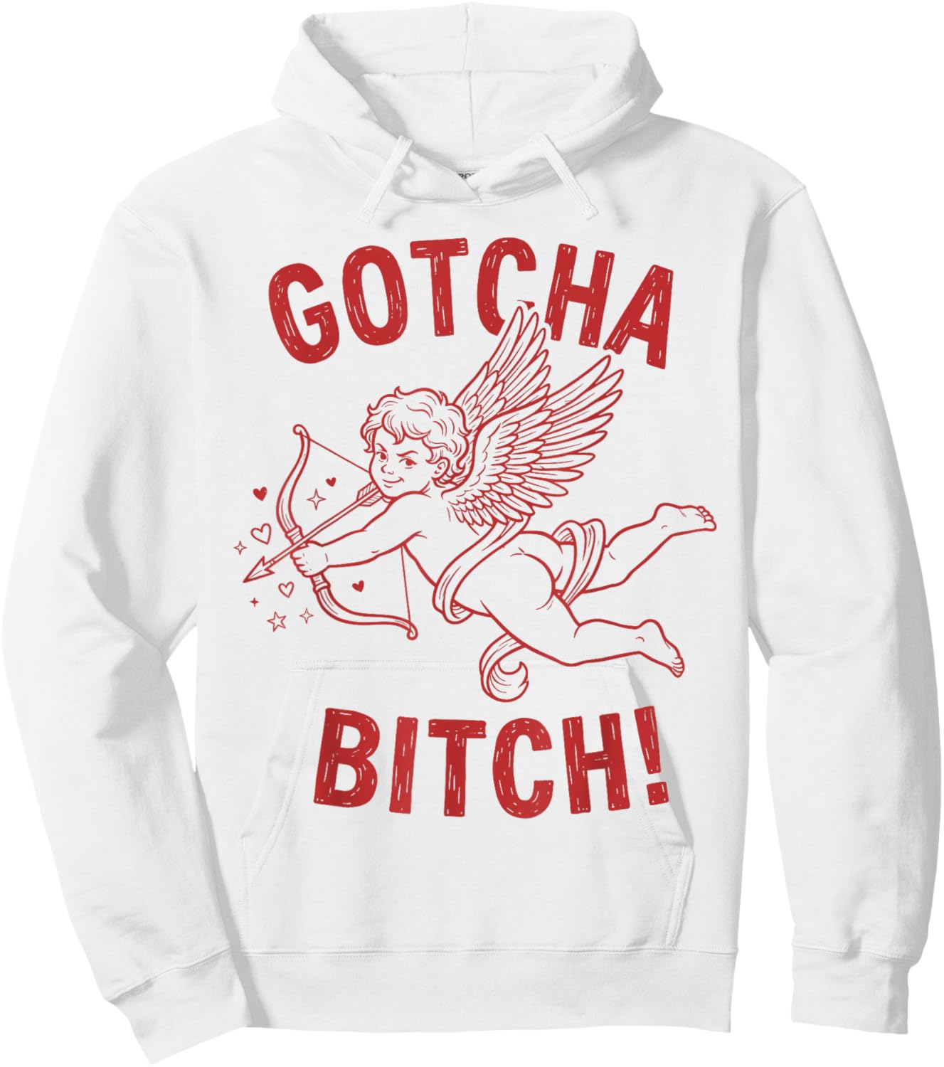Retro Gotcha Bitch Funny Cupid Valentine's Day Hoodie - Hoodie | White