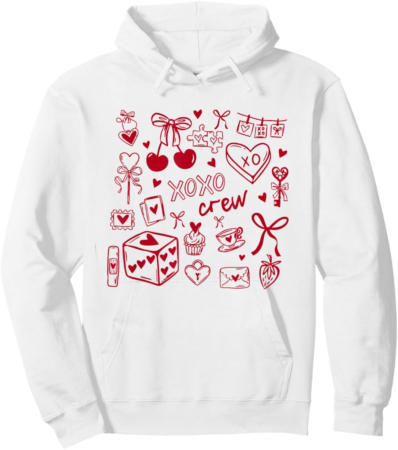 Women XOXO Crew Valentine's Day Galentine's Day Matching Hoodie - Hoodie | White