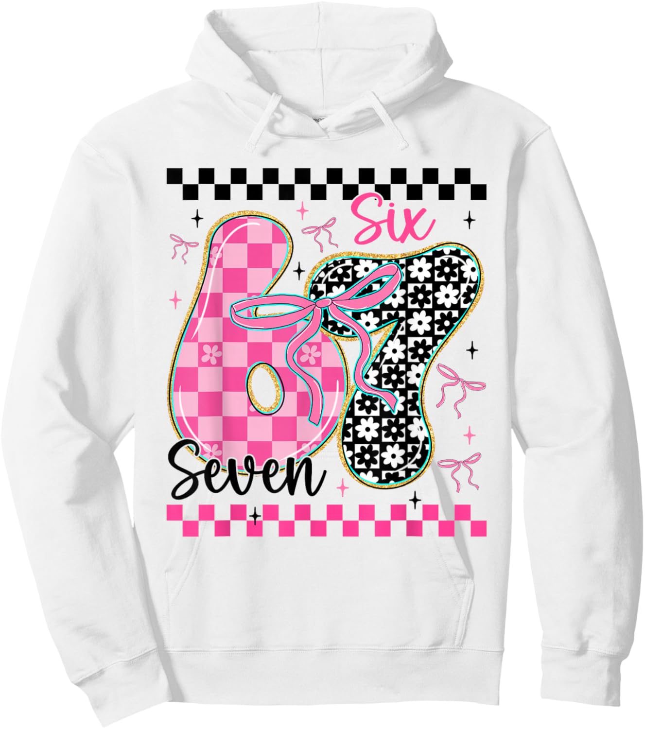 67 Funny Meme Filled with Hearts Six Seven Valentine’s Day Hoodie - Hoodie | White