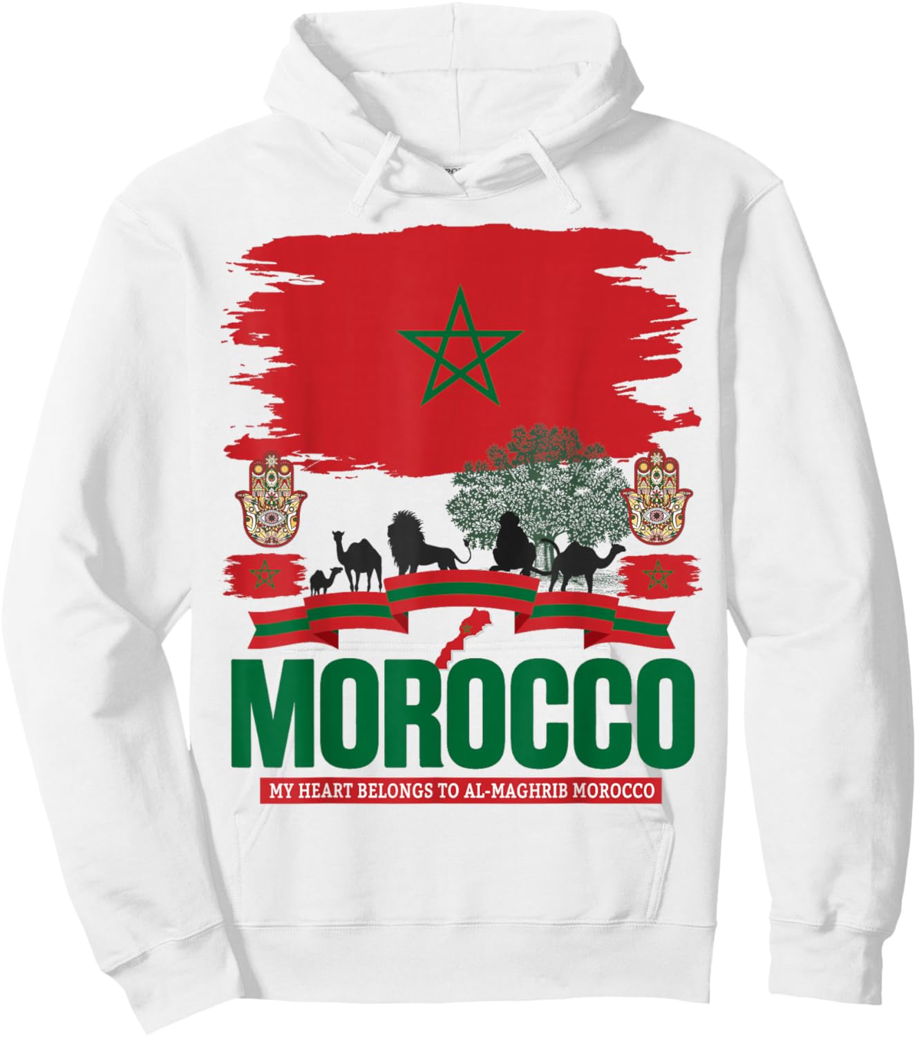 Morocco Flag Outfit Idea for Kids Moroccan Themed Maroc Hoodie - Hoodie | White