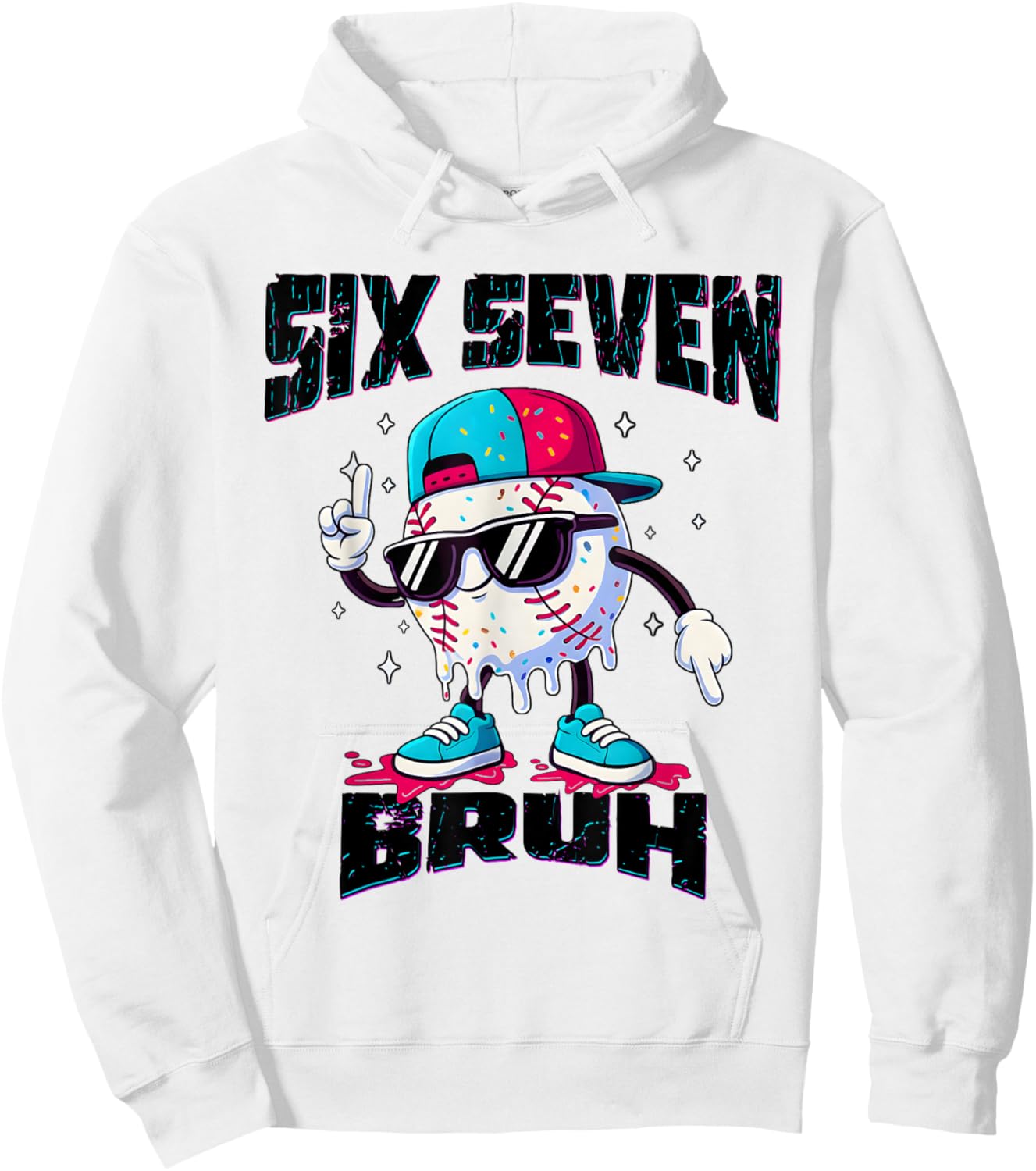 67 Meme Six Seven Funny Baseball Ice Cream Drip Girls Boys Hoodie - Hoodie | White