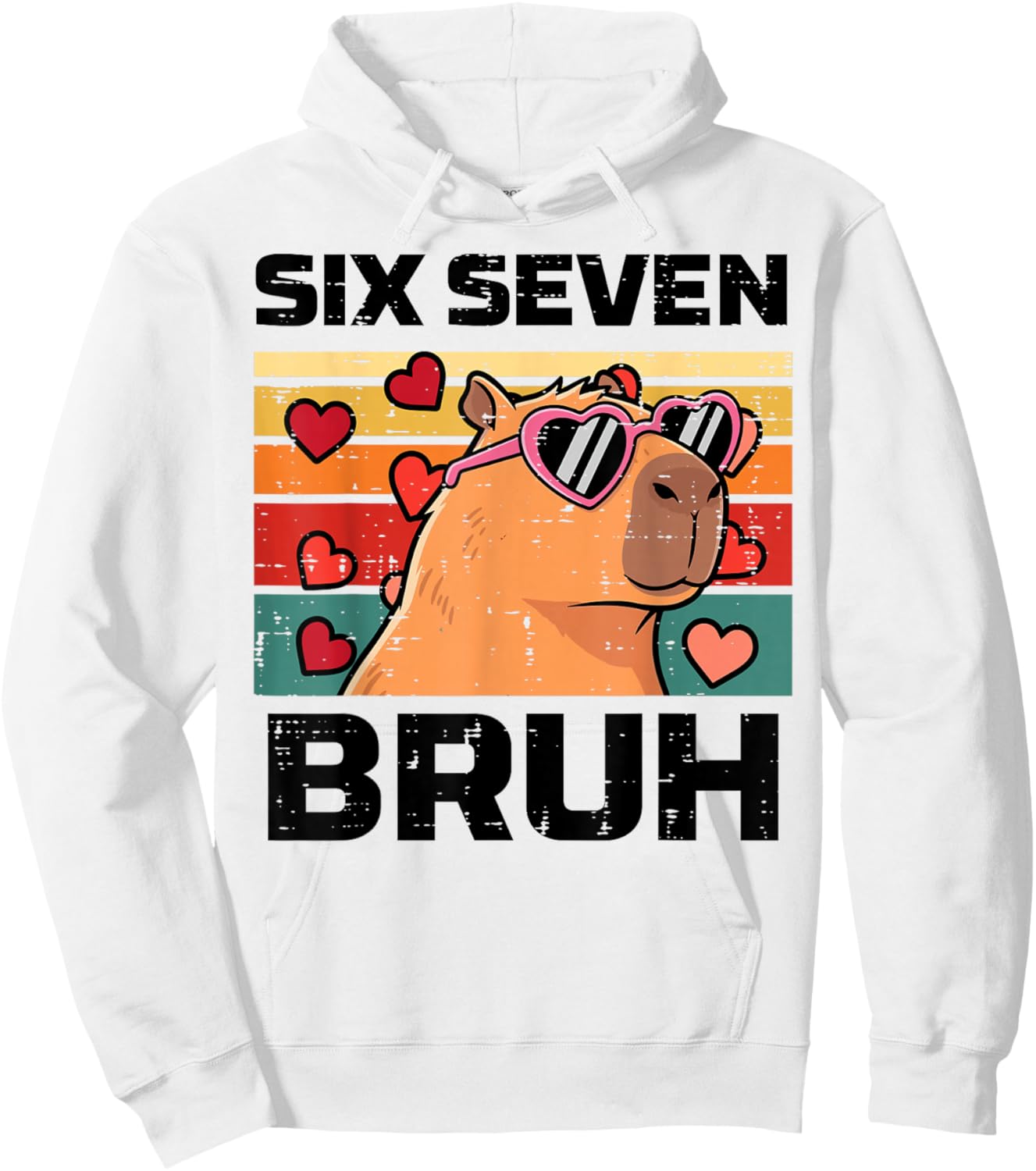 Six Seven Bruh Capybara 6 7 Valentines Day Kids Boys Youth Hoodie - Hoodie | White
