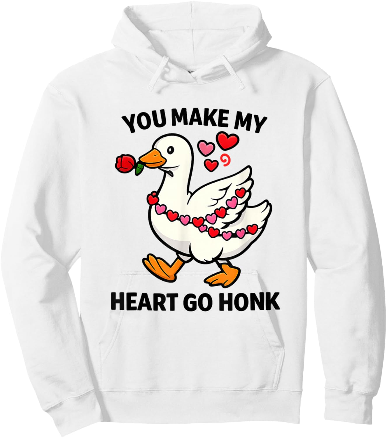 Women Girls You Make Goose Heart Valentine Pun Cute Humorous Hoodie - Hoodie | White
