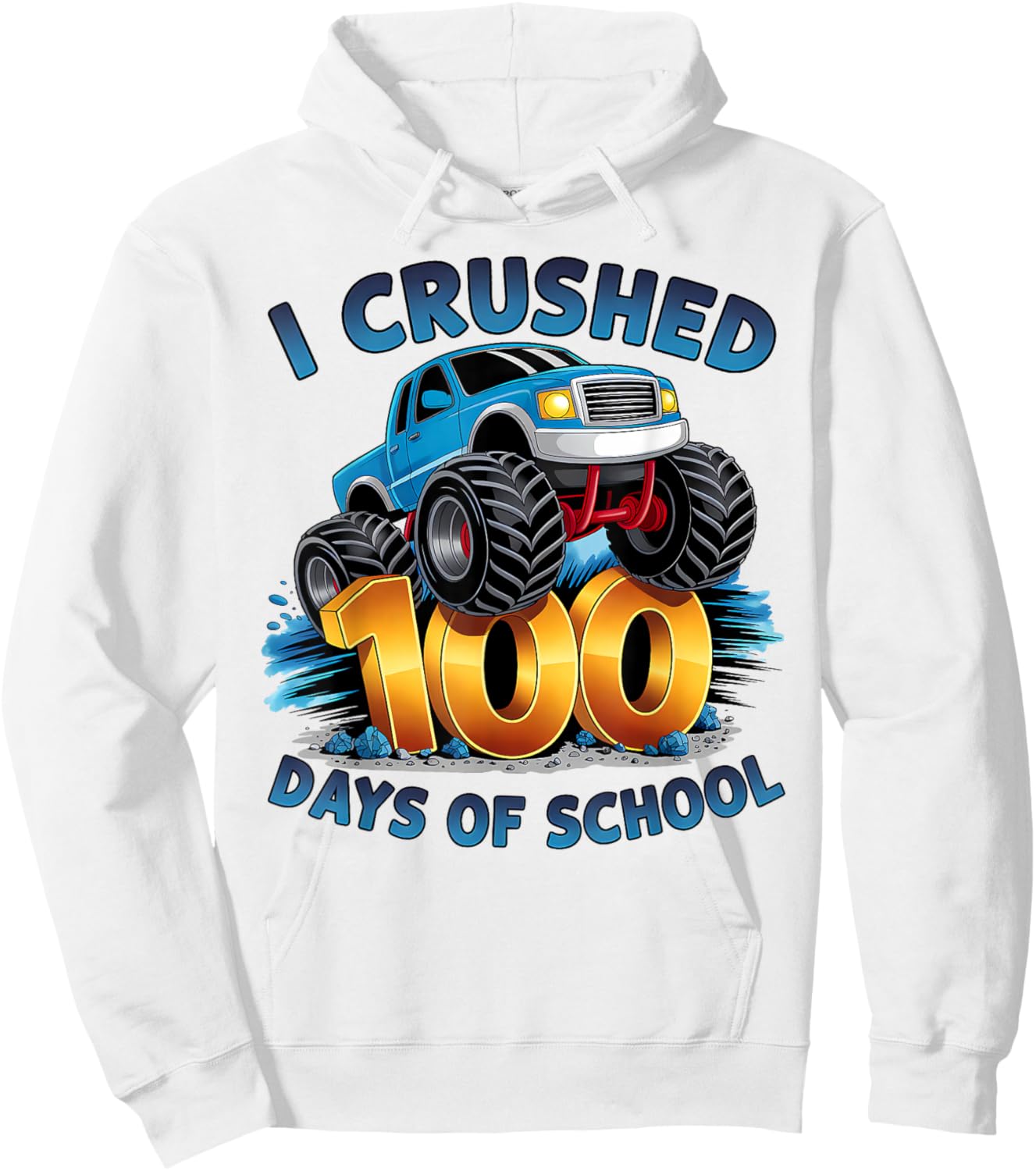 I Crushed 100 Days of School Boys Kids 100th Day of School Hoodie - Hoodie | White