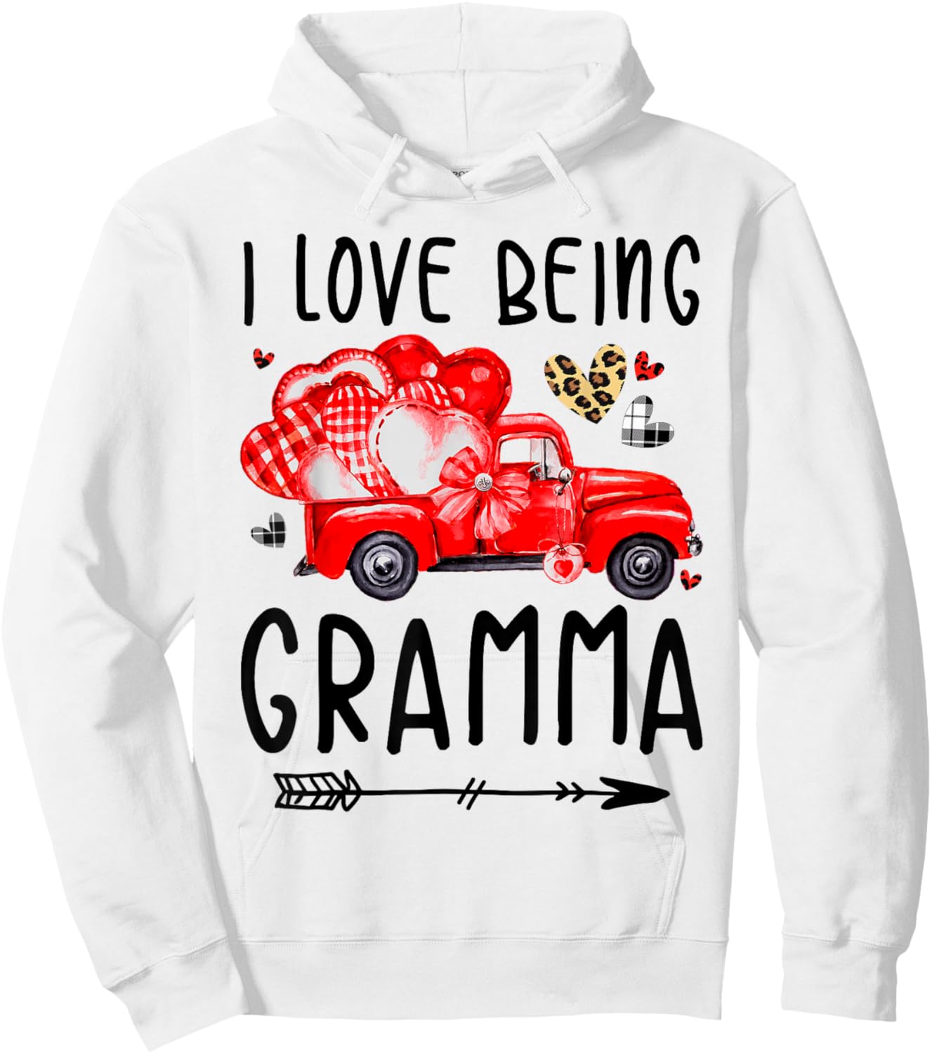 I Love Being Gramma Valentine's Truck Hearts Hoodie - Hoodie | White