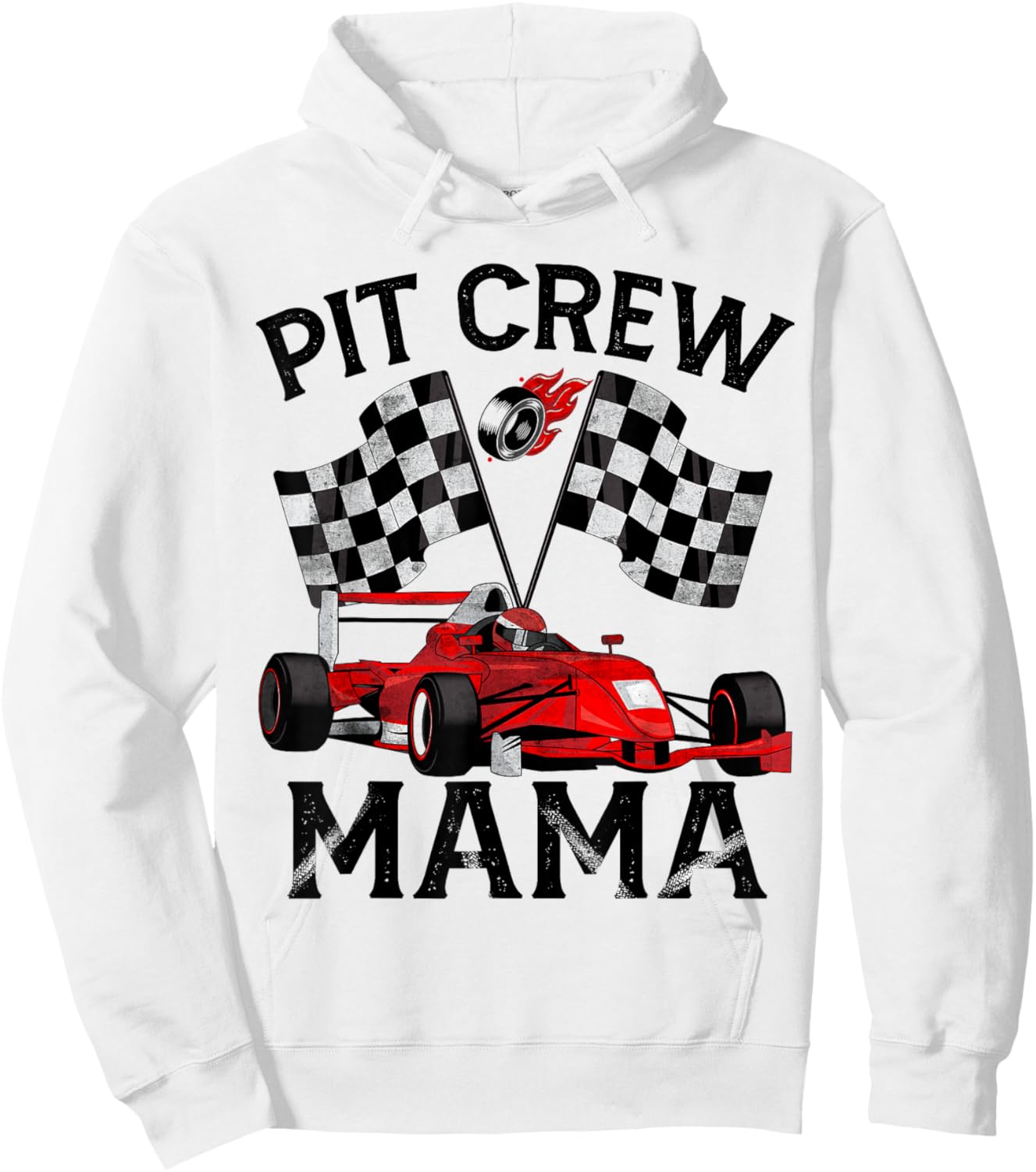 Pit Crew Mama Race Car Birthday Party Racing Family Hoodie - Hoodie | White