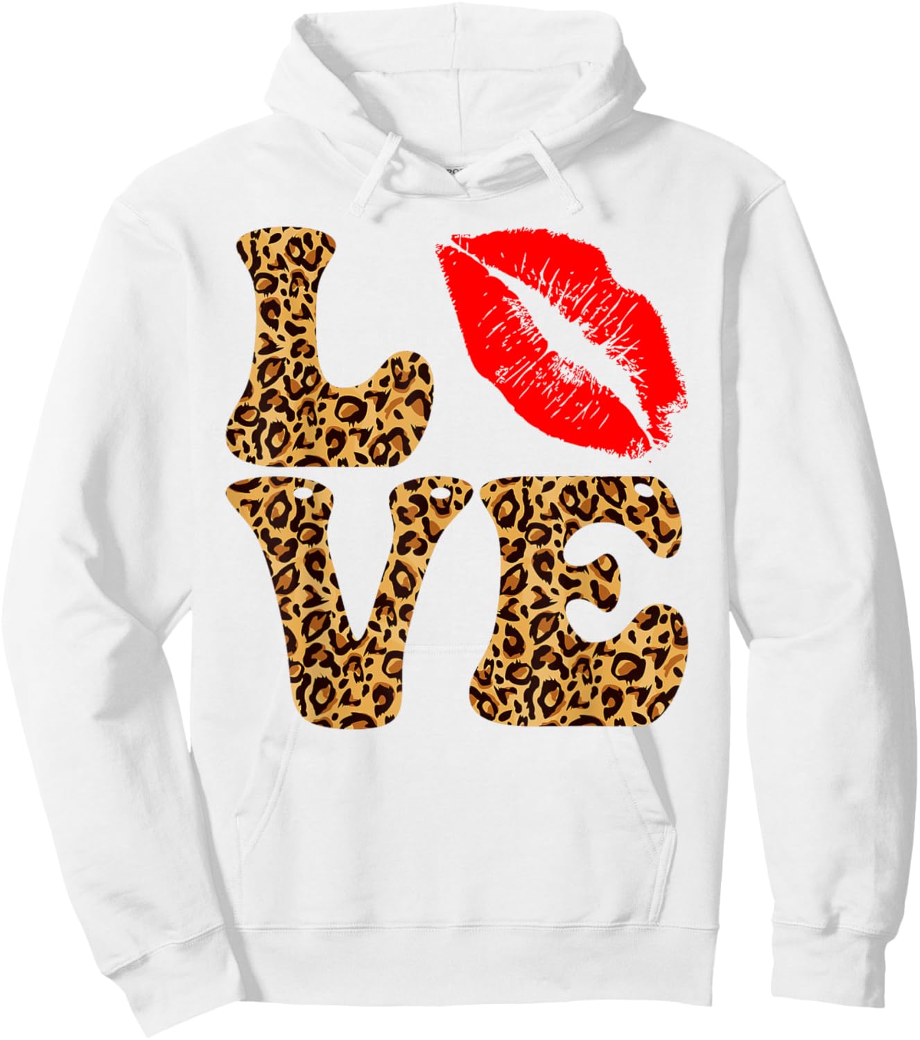 Love Red Lipstick Lips Leopard Happy Valentines Women Hoodie - Hoodie | White