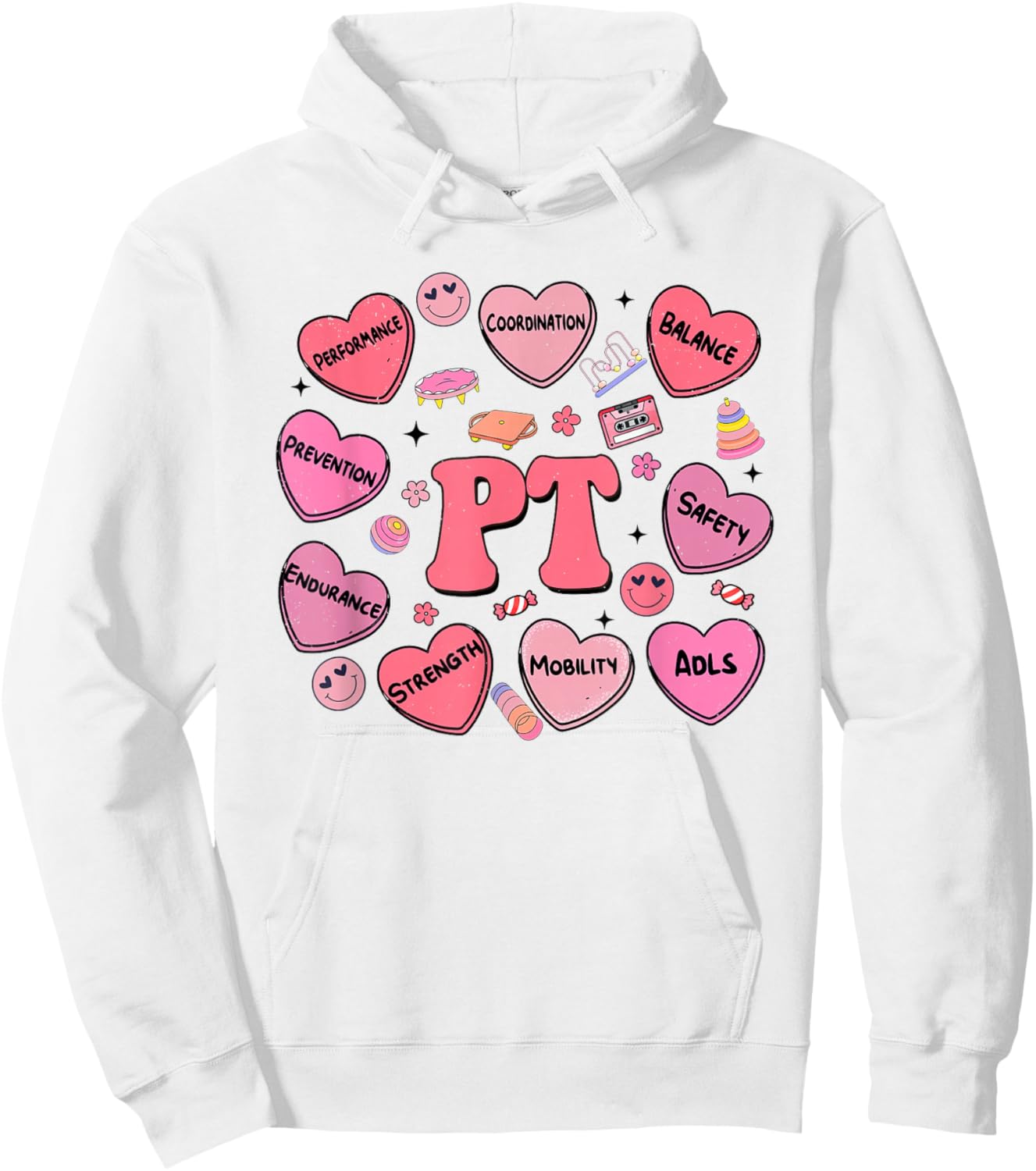 Physical Therapy Valentines Day Heart Candy PT PTA Therapist Hoodie - Hoodie | White