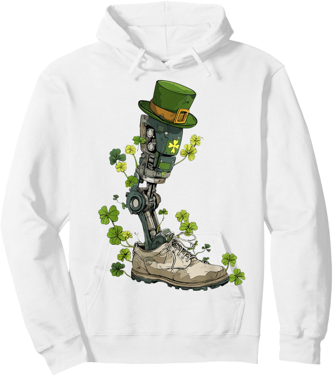 Amputee Prosthetic Amputated St. Patricks Day Pattys Day Hoodie - Hoodie | White