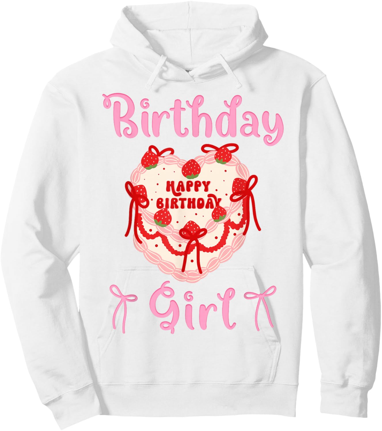 Happy Birthday Girl Coquette Bow for Daughter Sister Or Twin Hoodie - Hoodie | White