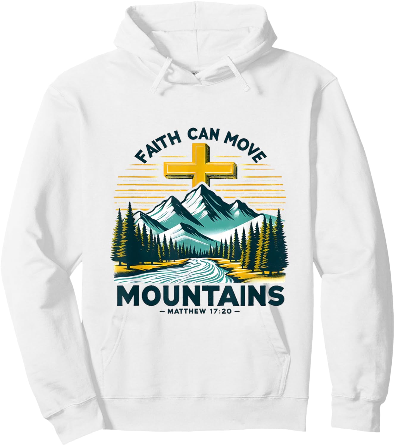 Faith Can Move Mountains Christian Bible Verse Design Hoodie - Hoodie | White