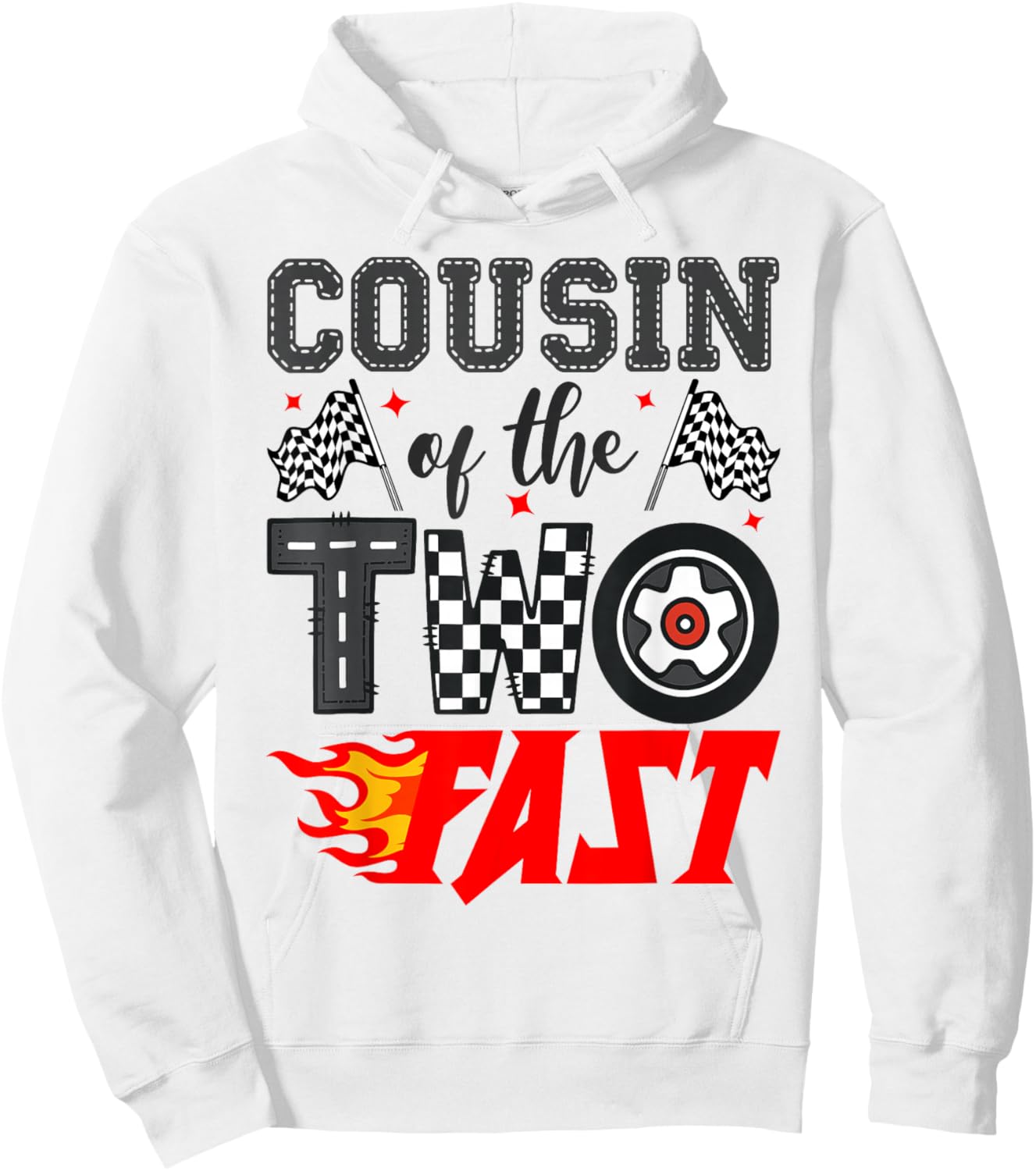 Cousin of The Two Fast Second Birthday Racing Car Hoodie - Hoodie | White