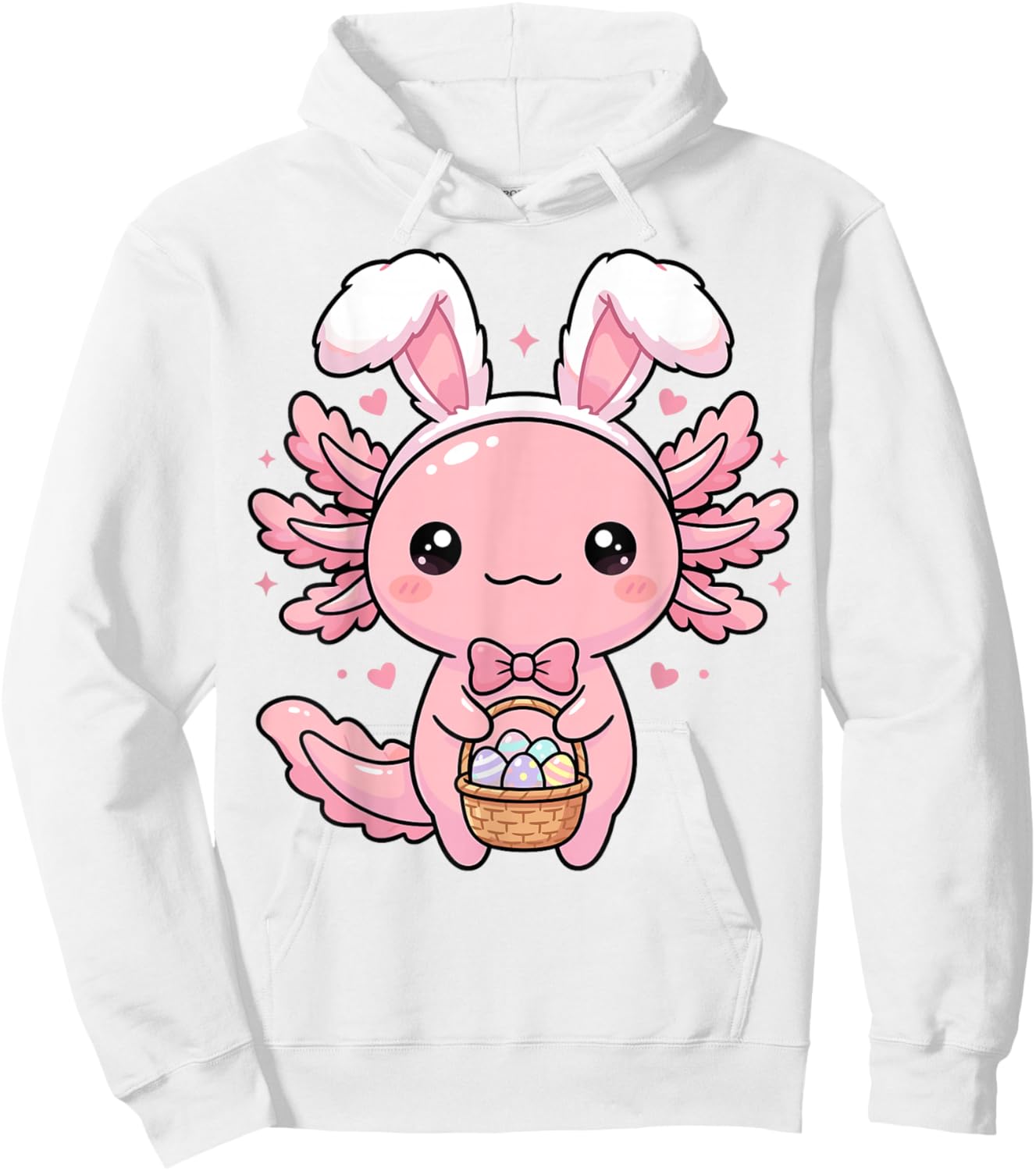 Axolotl Bunny Eggs Cute Girls Kids Boys Toddlers Easter Day Hoodie - Hoodie | White
