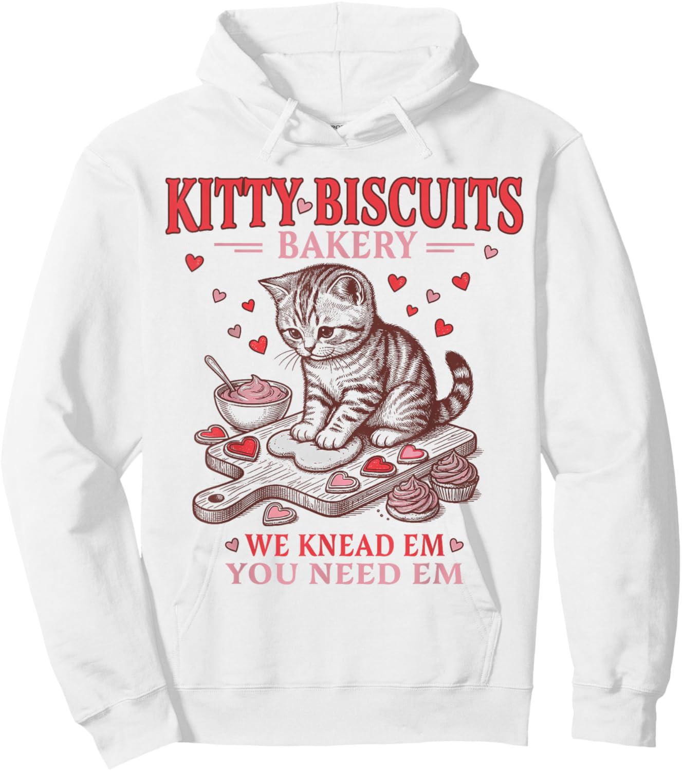 Kitty Biscuits Bakery Funny Valentines Hoodie - Hoodie | White