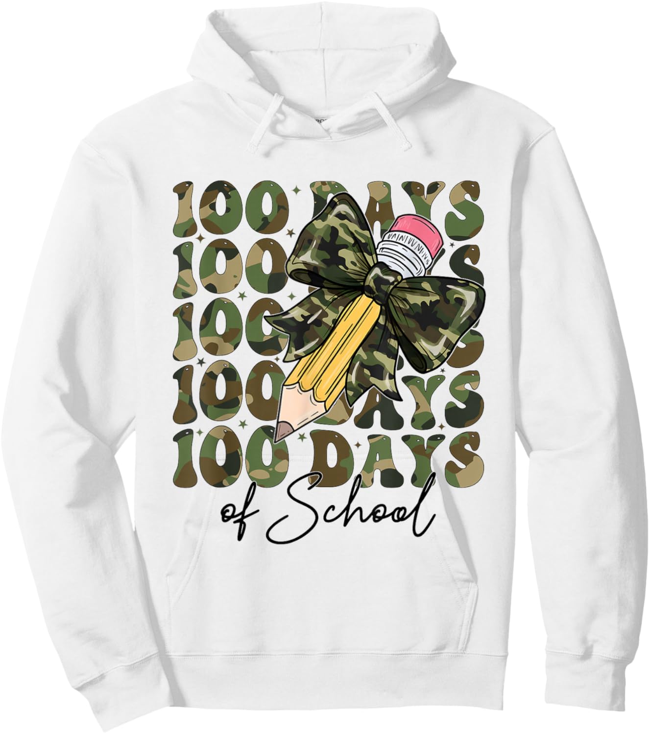 Military Style 100 Days of School Coquette Bow Military Hoodie - Hoodie | White