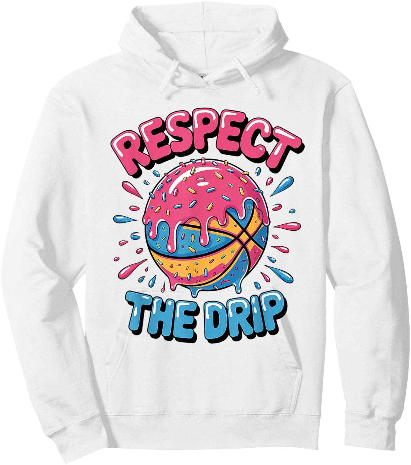 Respect The Drip - Basketball Ice Cream Drip Hoodie - Hoodie | White