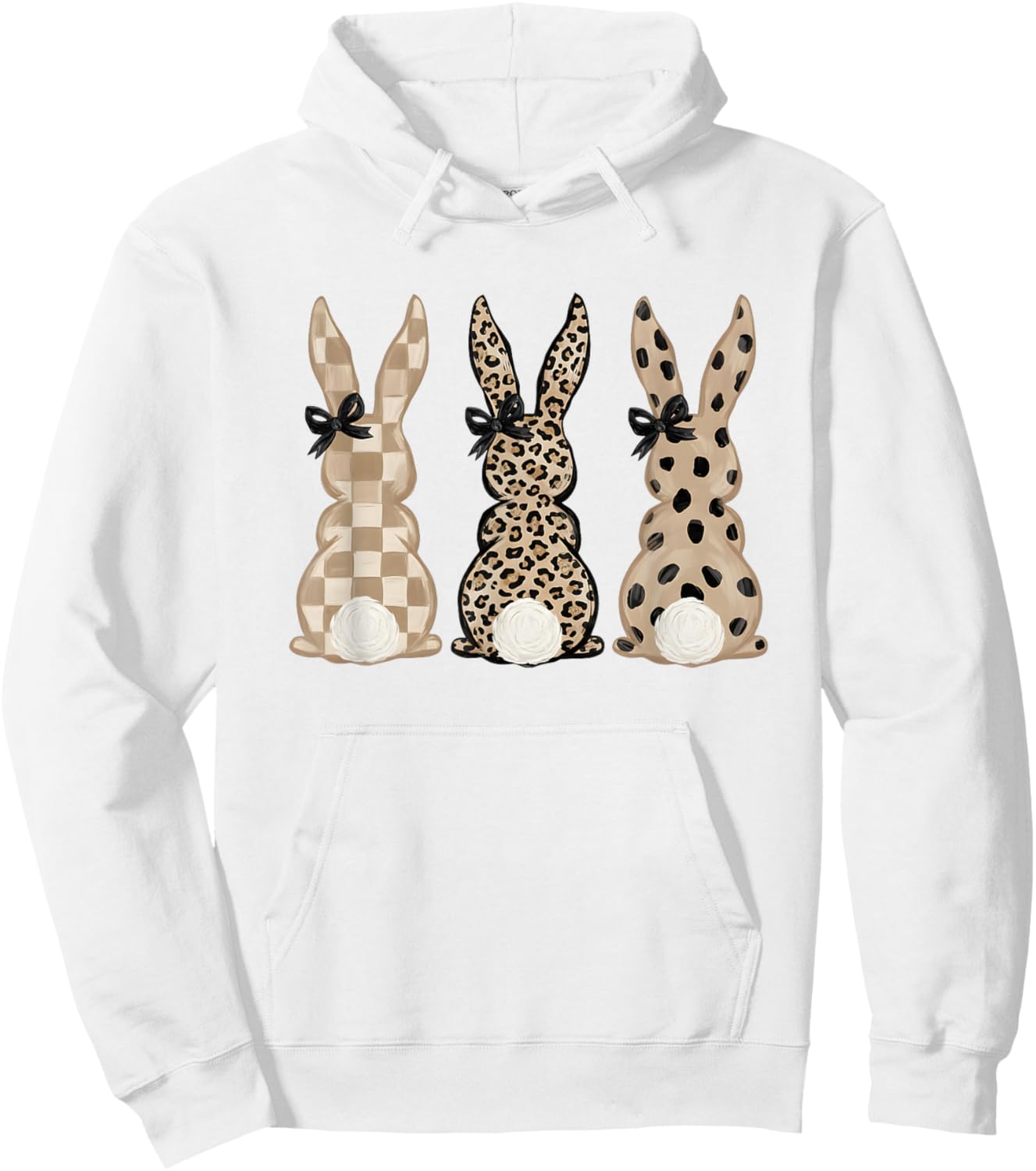 Cute Pink Leopard Eggs Happy Easter Bunny Rabbit Hoodie - Hoodie | White