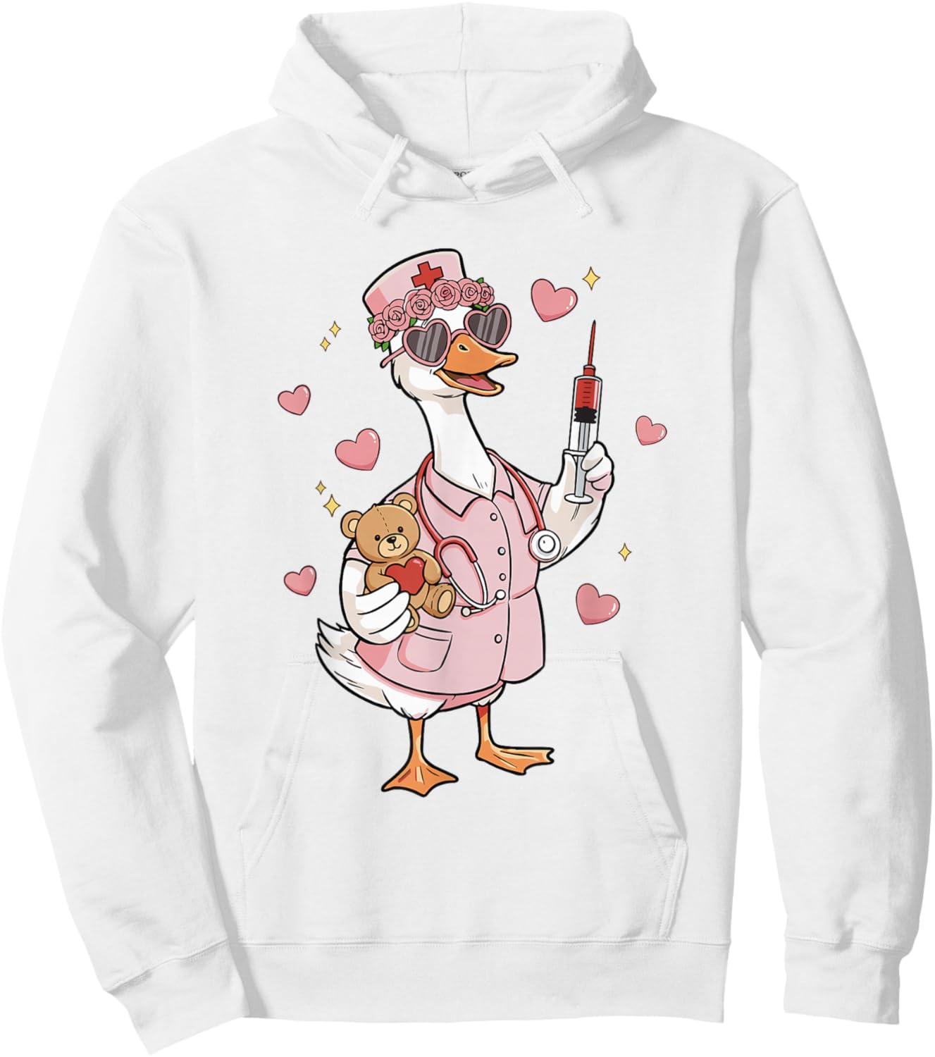 Pediatric Nurse Valentine's Day Funny Silly Goose Peds Hoodie - Hoodie | White