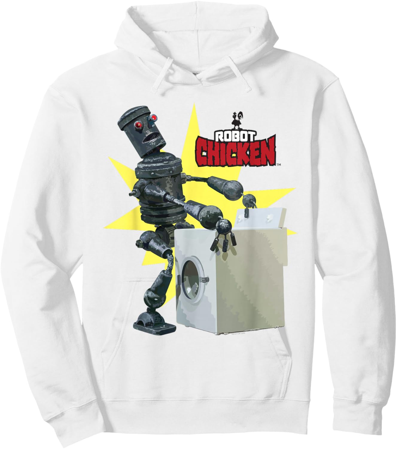 Robot Chicken Funny Robot with Washing Machine Cartoon Hoodie - Hoodie | White