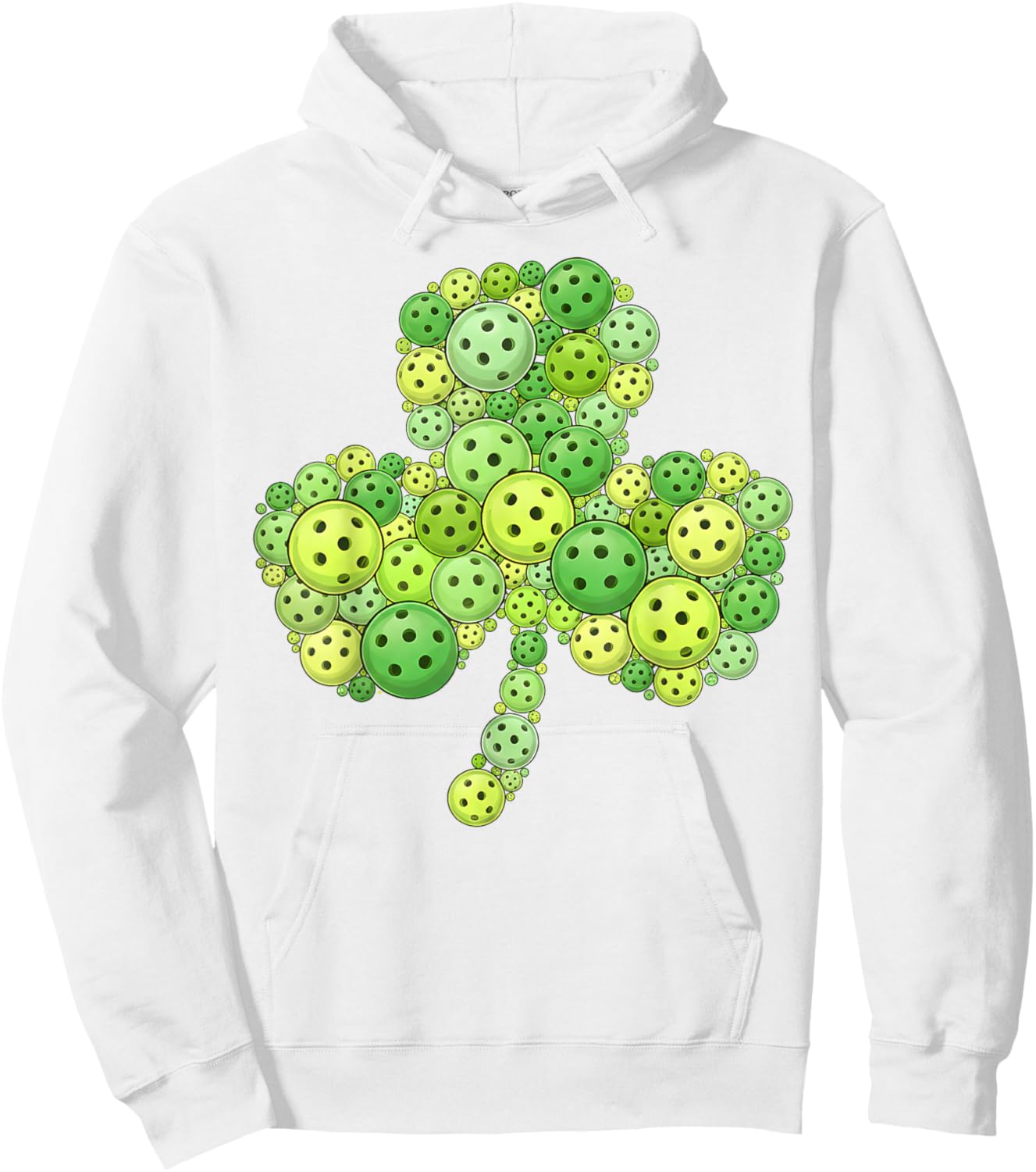 Pickleball Shamrock St Patrick’s Day Lucky Clover Irish Hoodie - Hoodie | White