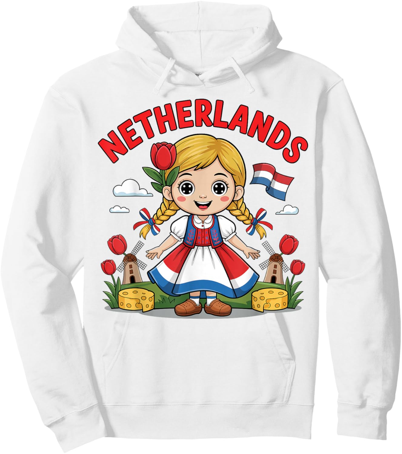 Cute Dutch Girl in Traditional Dress for Kids Hoodie - Hoodie | White