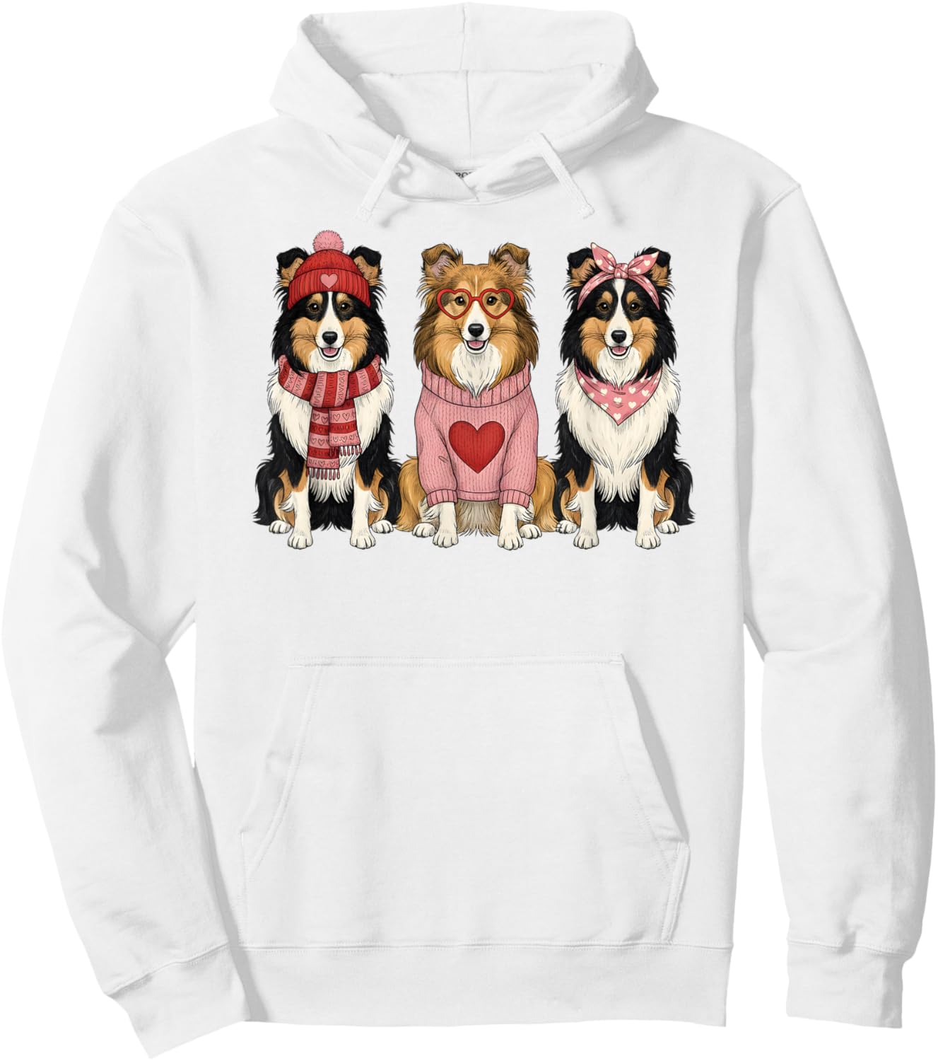 Cute Shetland Sheepdog Valentine Sheltie Dog Hoodie - Hoodie | White