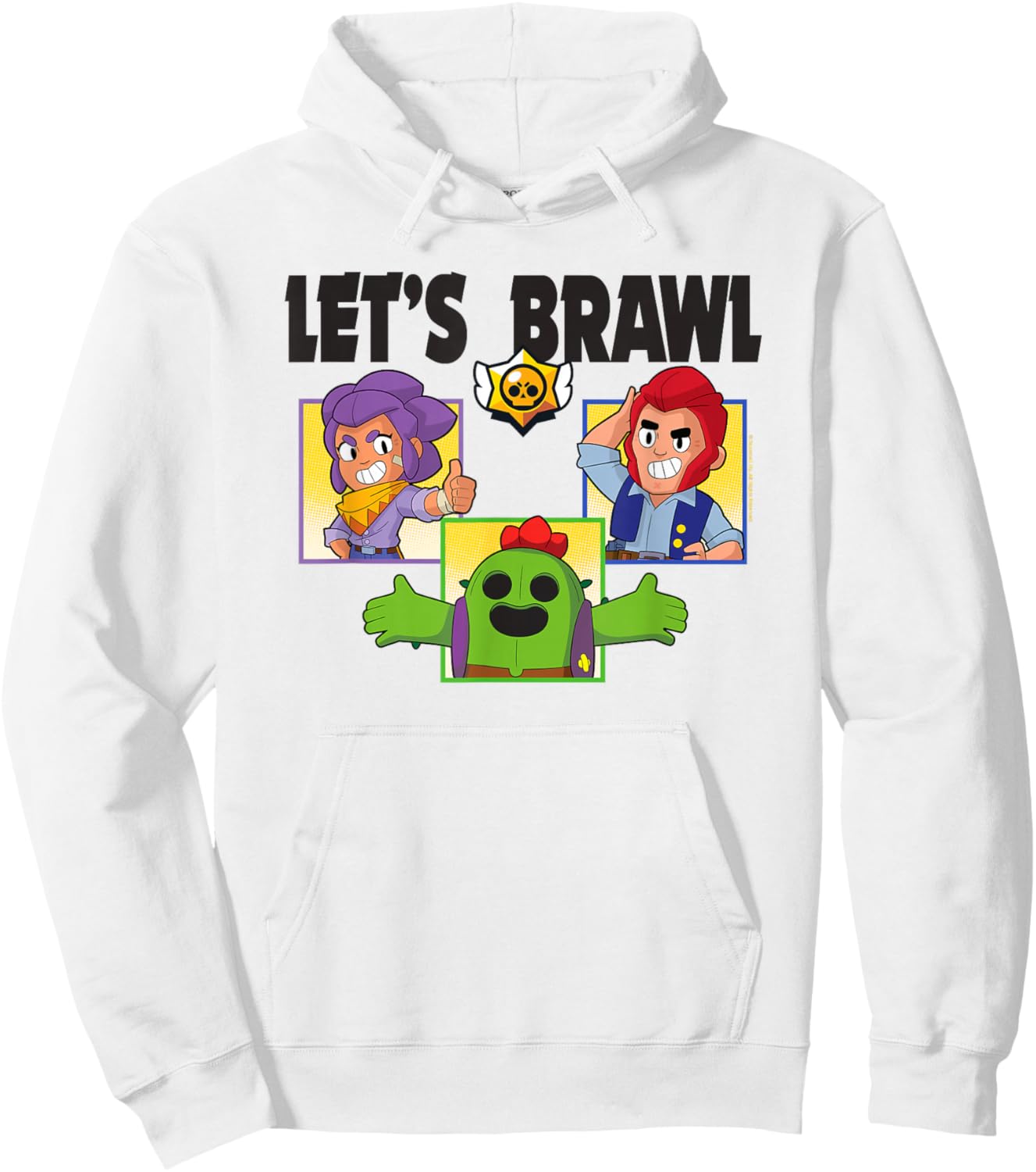 Brawl Stars Let's Brawl Colt Spike and Shelly Group Shot Hoodie - Hoodie | White