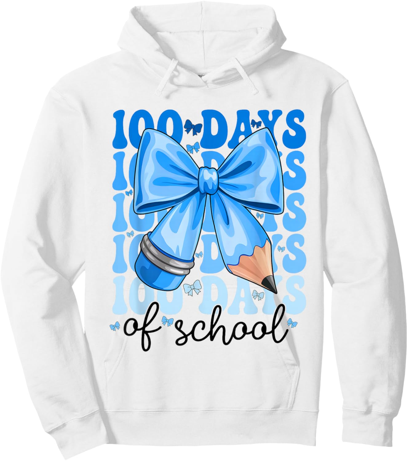 100 Days of School Coquette Bow 100th Day of School Boys Hoodie - Hoodie | White
