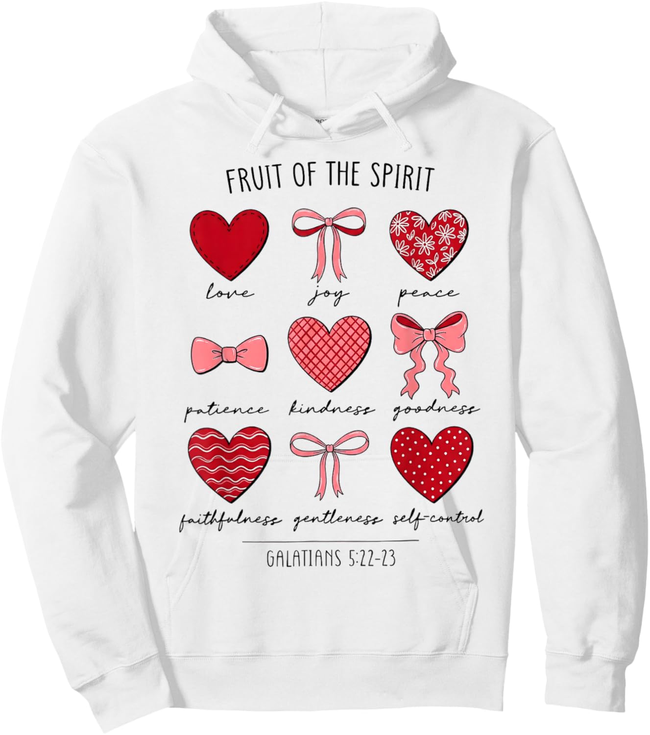 Fruit of The Spirit Christian Hearts Galatians Hoodie - Hoodie | White
