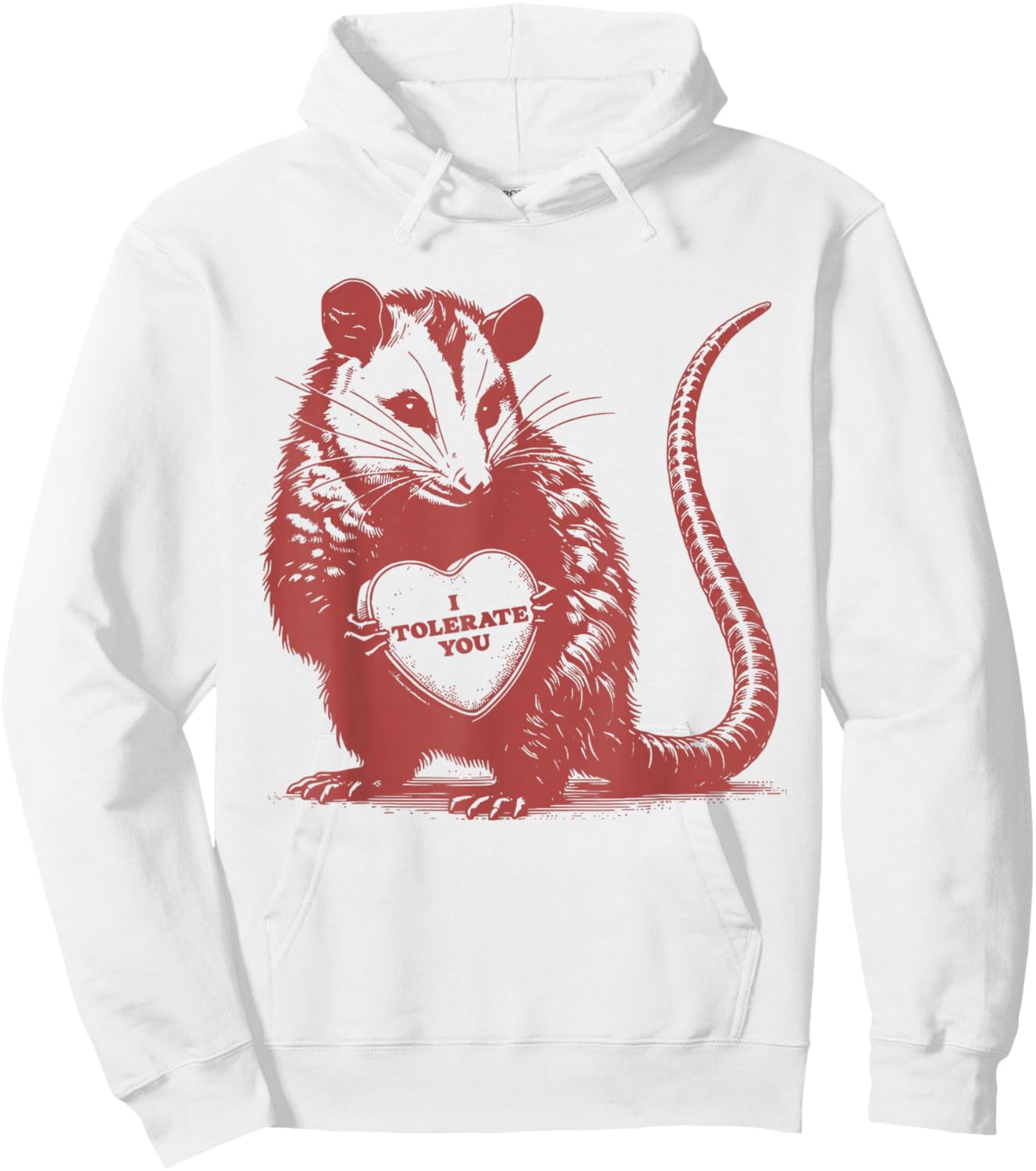 I Tolerate You Funny Opossum Valentine Sarcastic Quote Hoodie - Hoodie | White