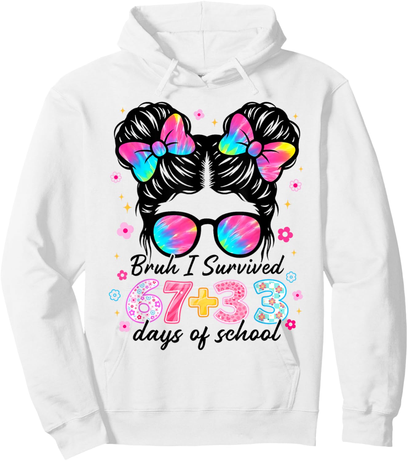 Bruh I Survived 67 33 Days of School 100 Days for Kids Girls Hoodie - Hoodie | White