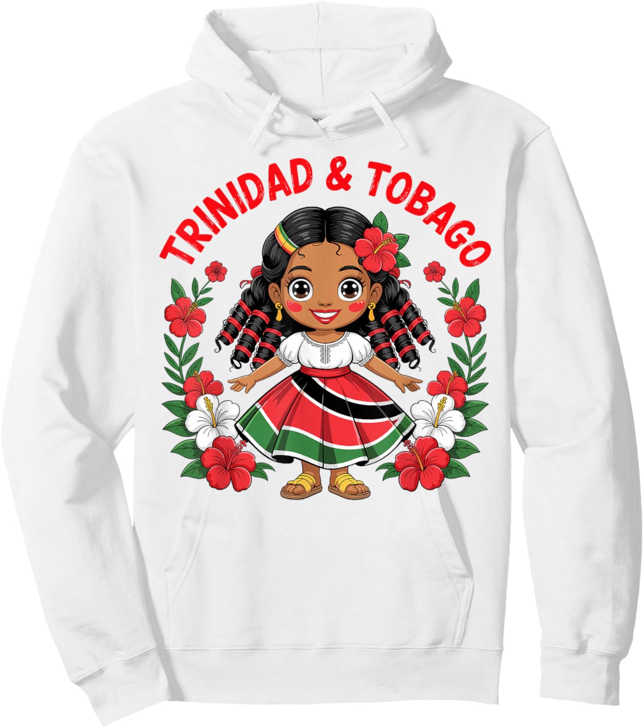 Cute Trinidad and Tobago Girl with Flag Dress for Kids Hoodie - Hoodie | White