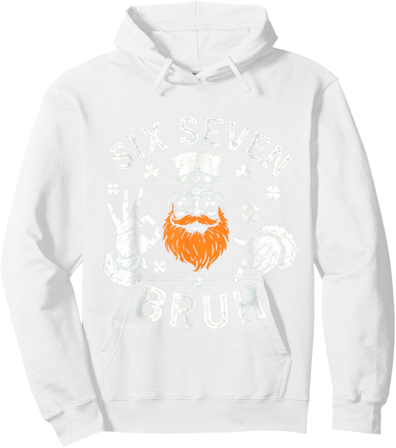 Boys st Patricks Day 67 Leprechaun Hands Six Seven Bruh Kids Hoodie - Hoodie | White