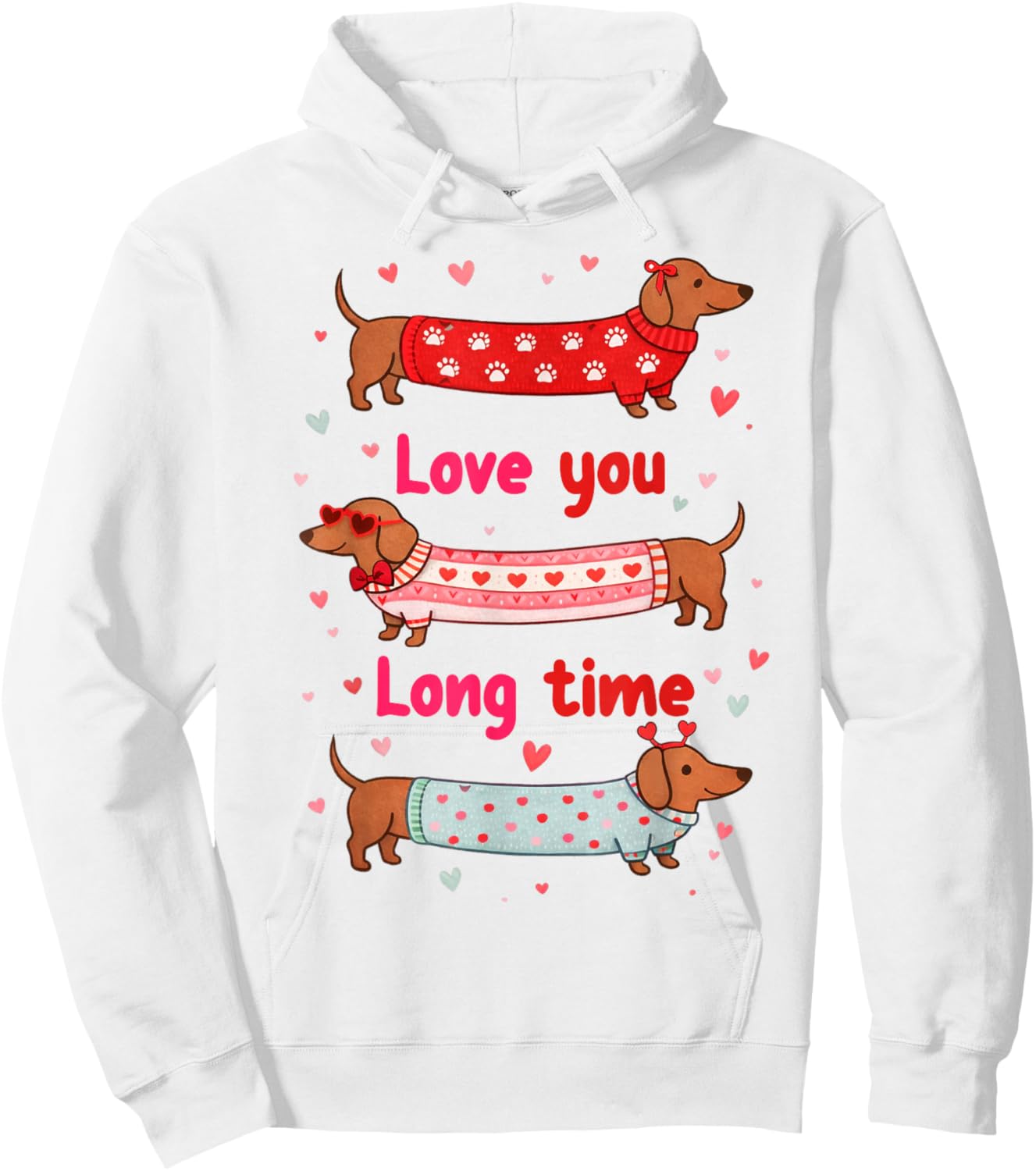 Valentines XOXO Dachshund Wiener Mom Loves You Long Time Hoodie - Hoodie | White