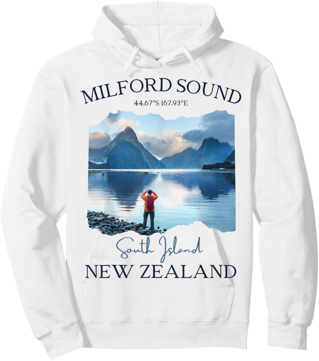 Milford Sound Fjord Hiking Souvenir Tourist Vacation Men Kid Hoodie - Hoodie | White