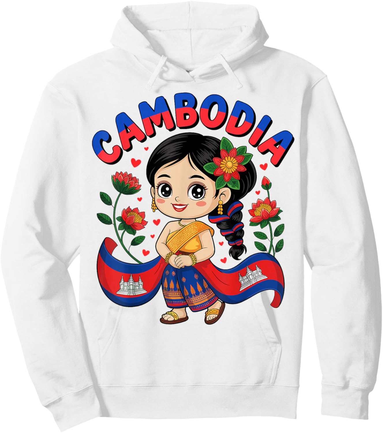 Cute Cambodia Girl in Traditional Dress for Kids Hoodie - Hoodie | White