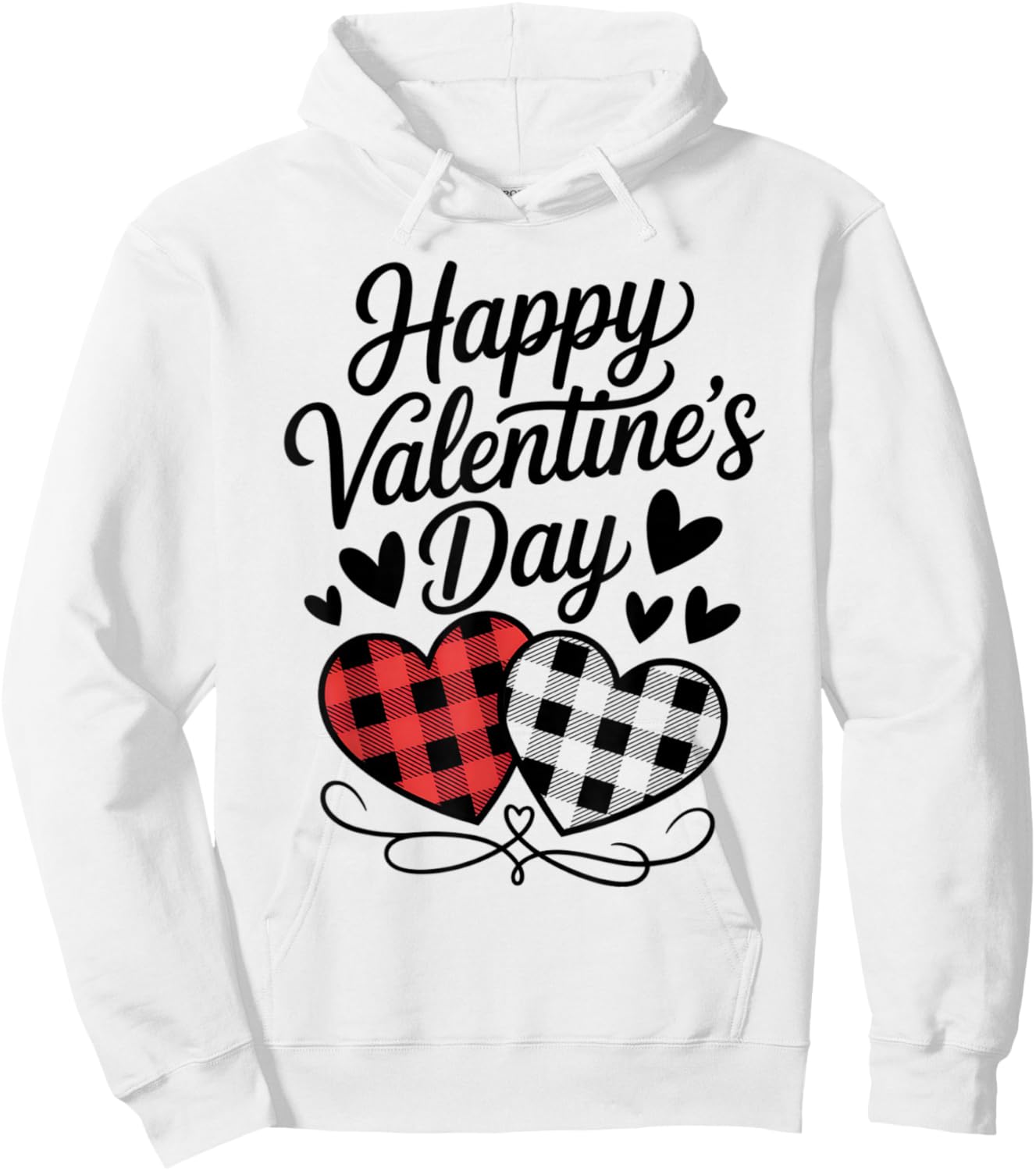 Happy Valentines Day Plaid Hearts Cute Love Hoodie - Hoodie | White
