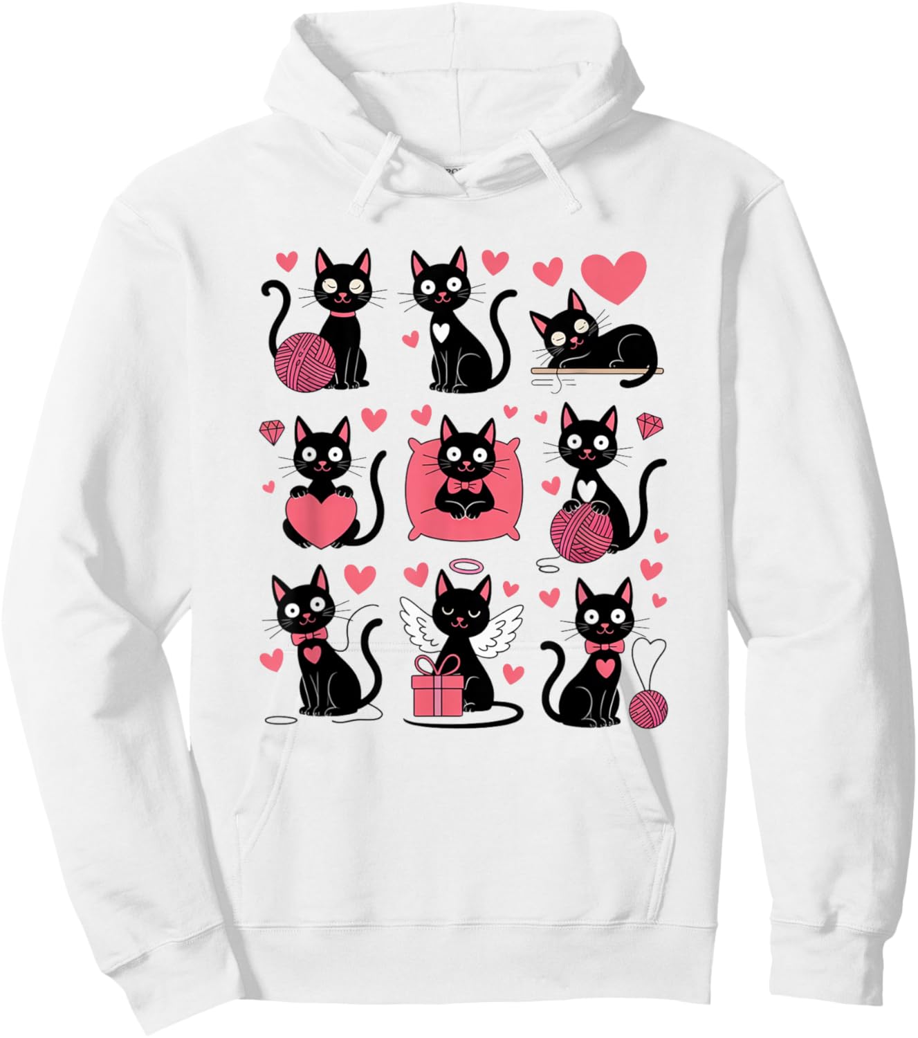 Funny Cats and Hearts Valentines Day Themed Cat Hoodie - Hoodie | White