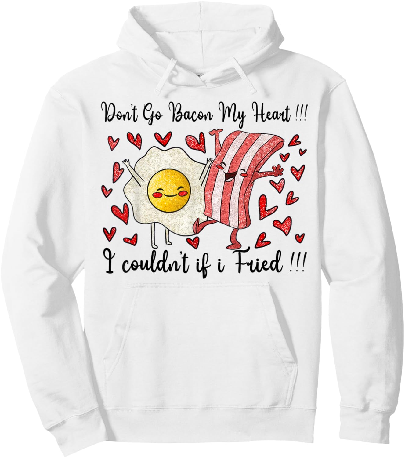 Bacon and Eggs Valentine's Day Hoodie - Hoodie | White
