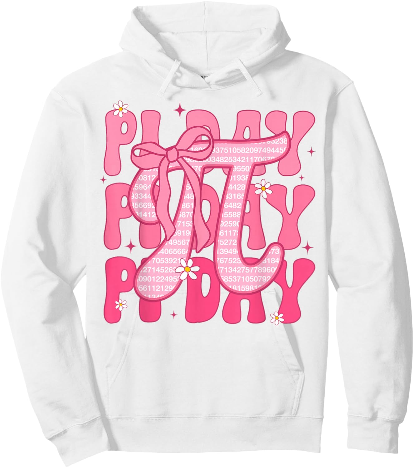 Pi Day Girls Kids Coquette Bow Math Teacher Women 3.14 Pi Hoodie - Hoodie | White