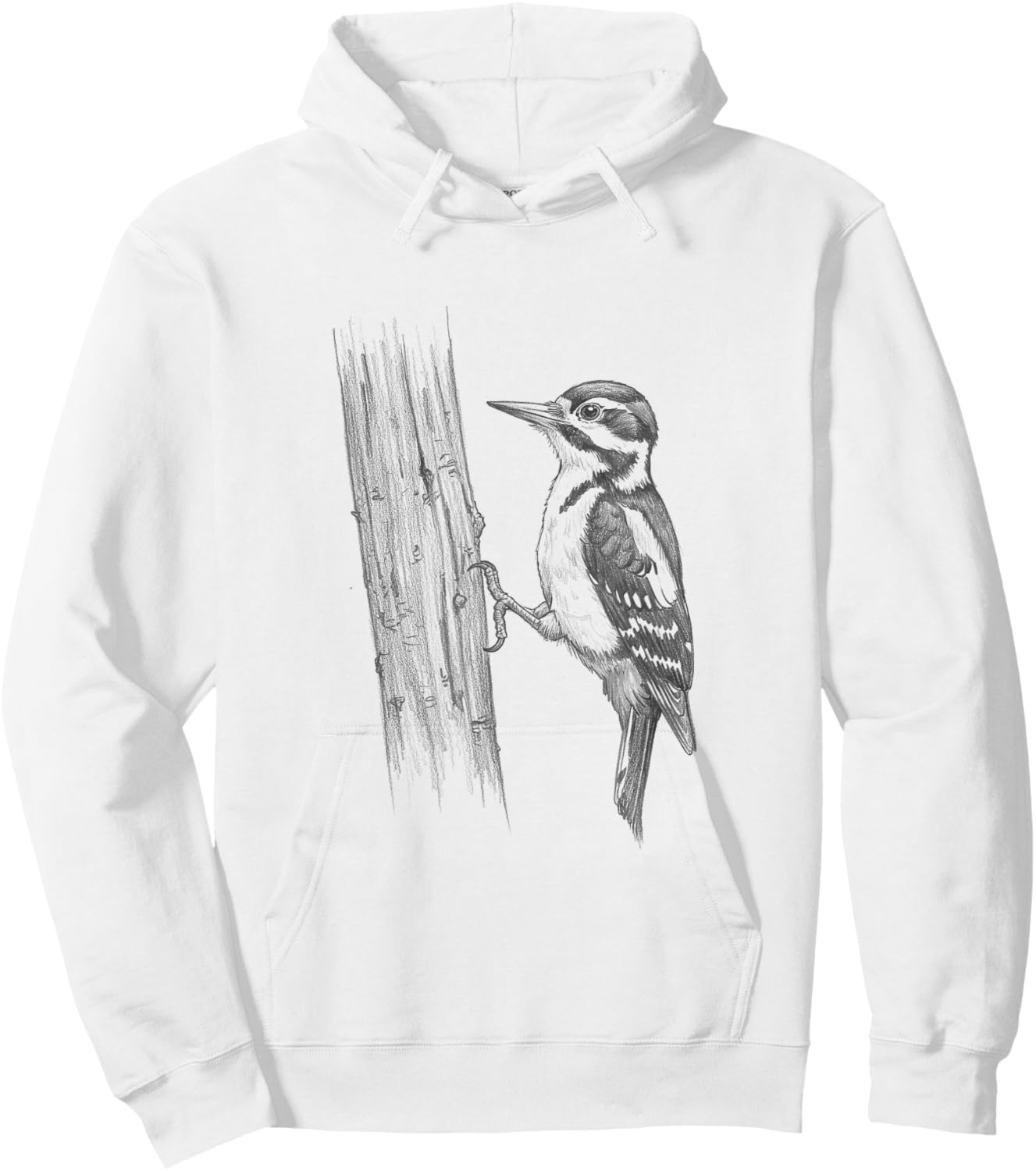 Vintage Woodpecker Drawing Design Hoodie - Hoodie | White