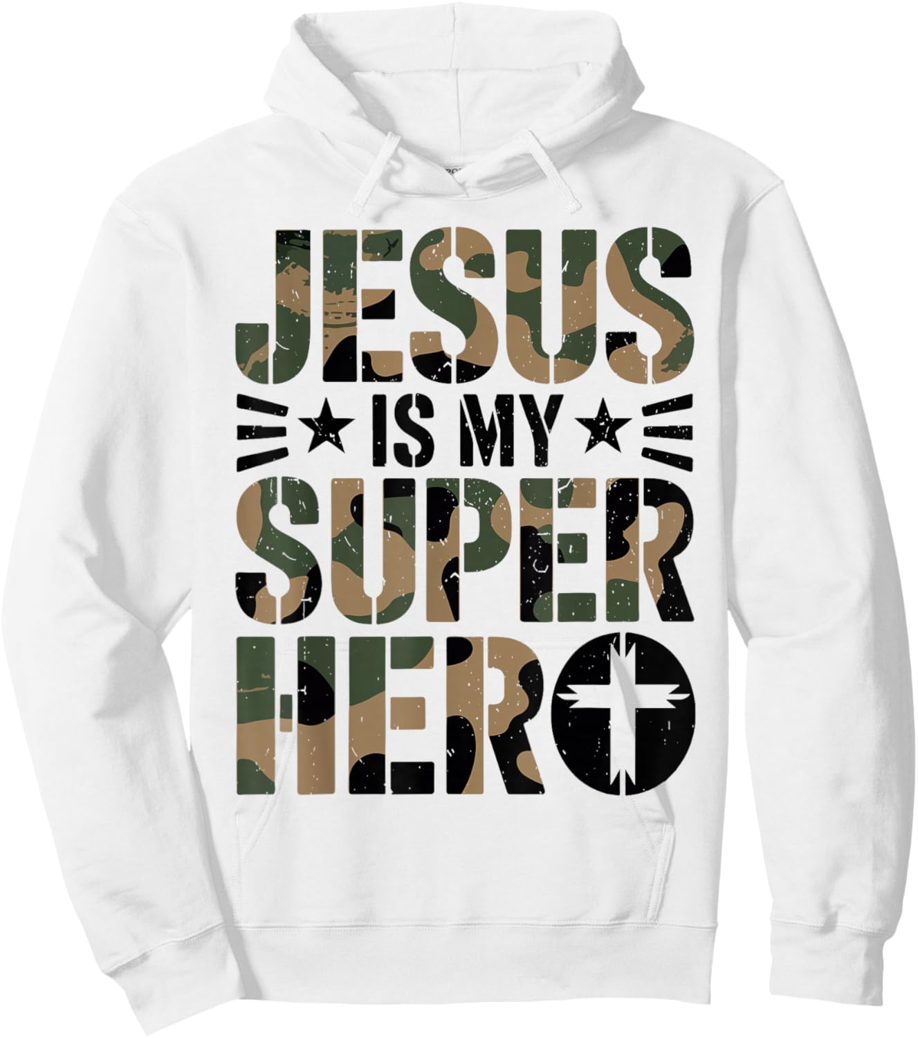 Toddler Camo Jesus is My Superhero Christian Camouflage Boys Hoodie - Hoodie | White