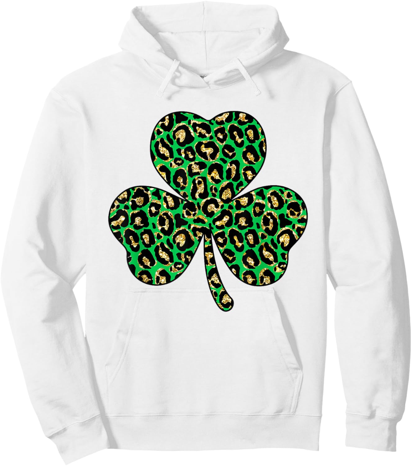 Lucky Clover Shamrock Cheetah Leopard Plaid St. Patricks Day Hoodie - Hoodie | White