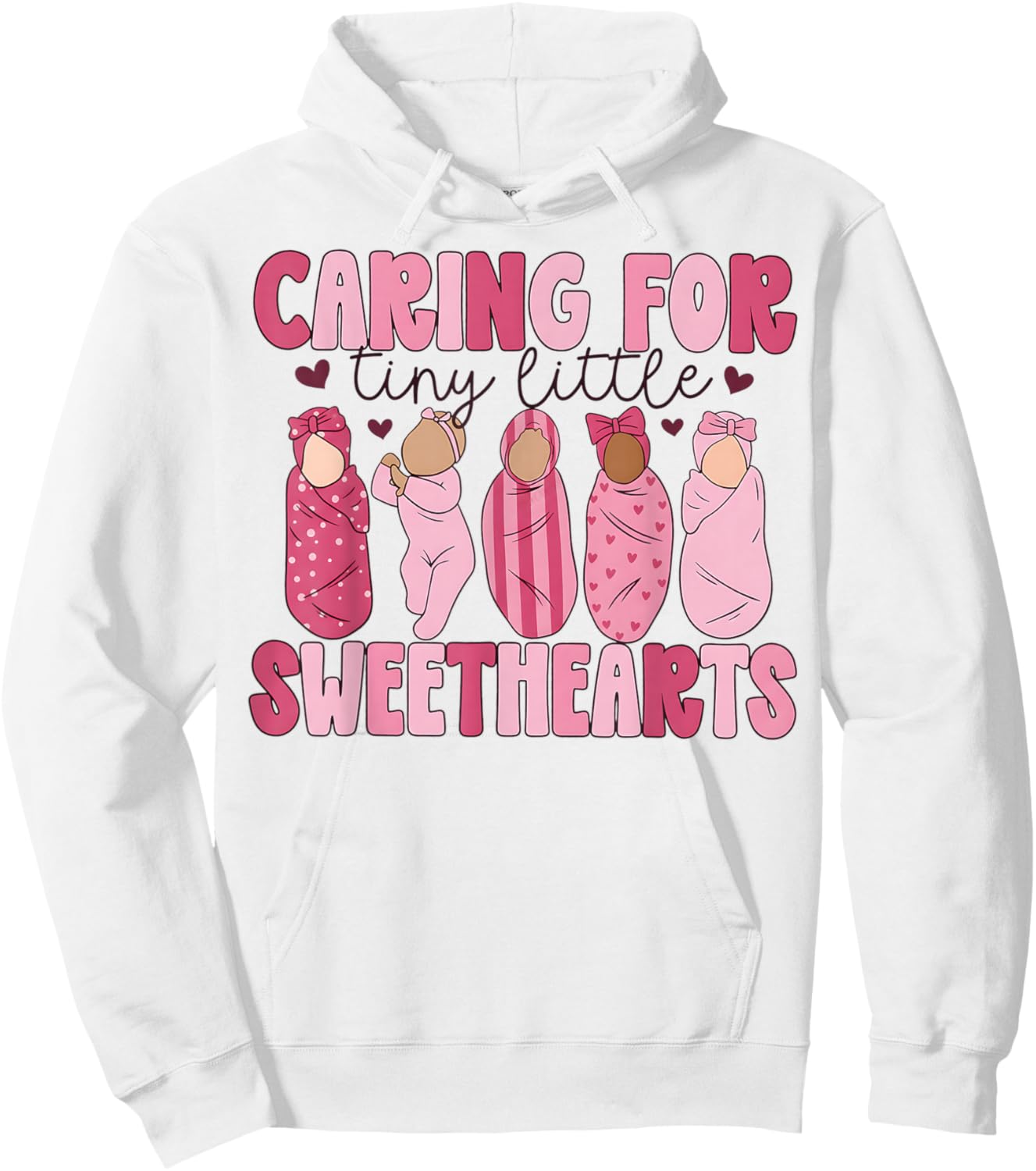 Mother Baby Unit Valentine Caring for Tiny Little Sweetheart Hoodie - Hoodie | White