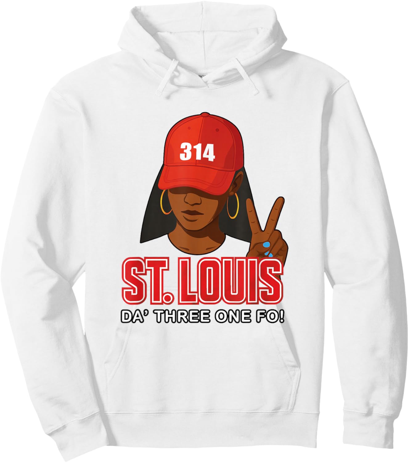 St. Louis 314 Red Hat African American Woman Hoodie - Hoodie | White