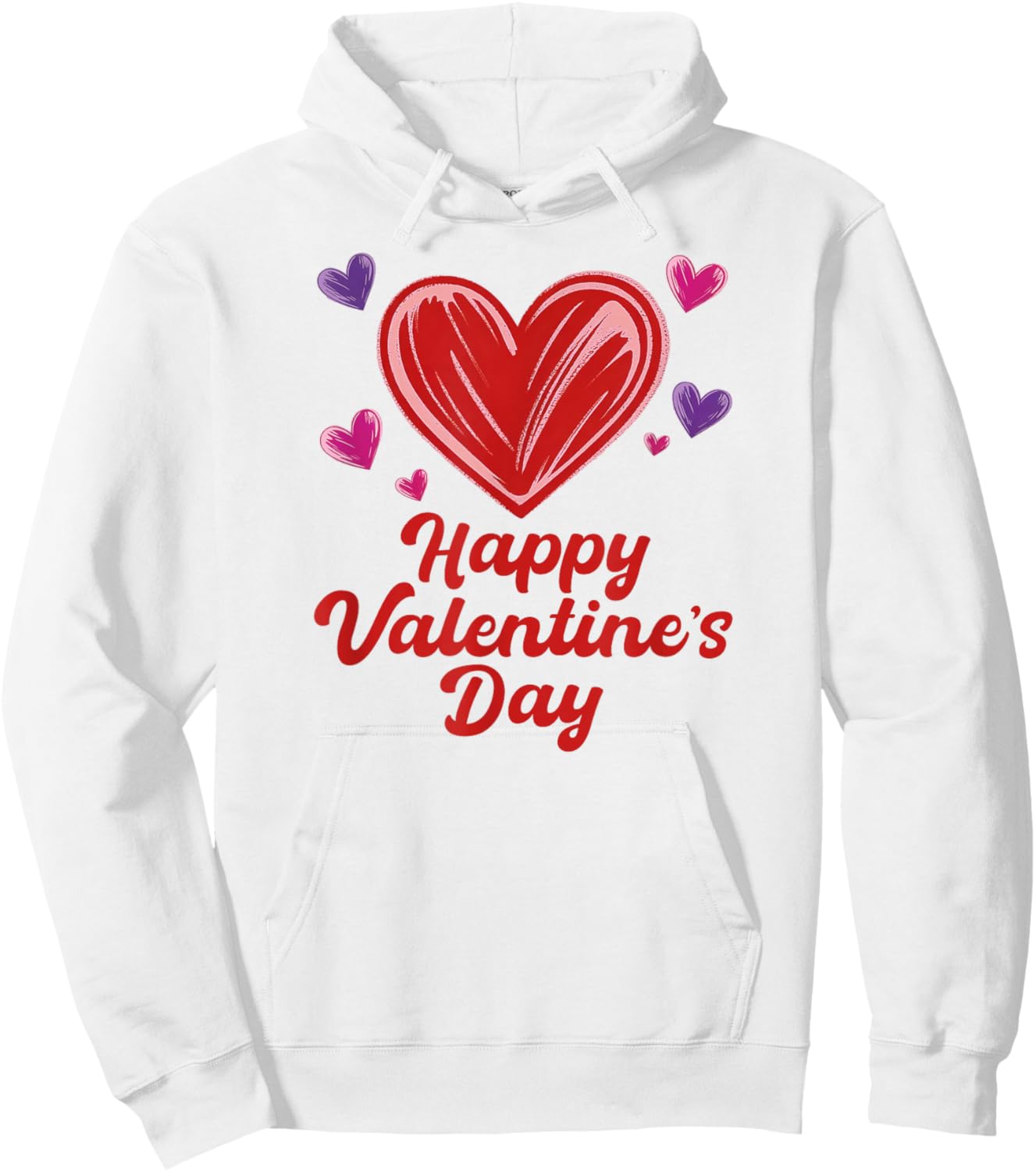 Happy Valentine's Day Scribble Hearts Hoodie - Hoodie | White