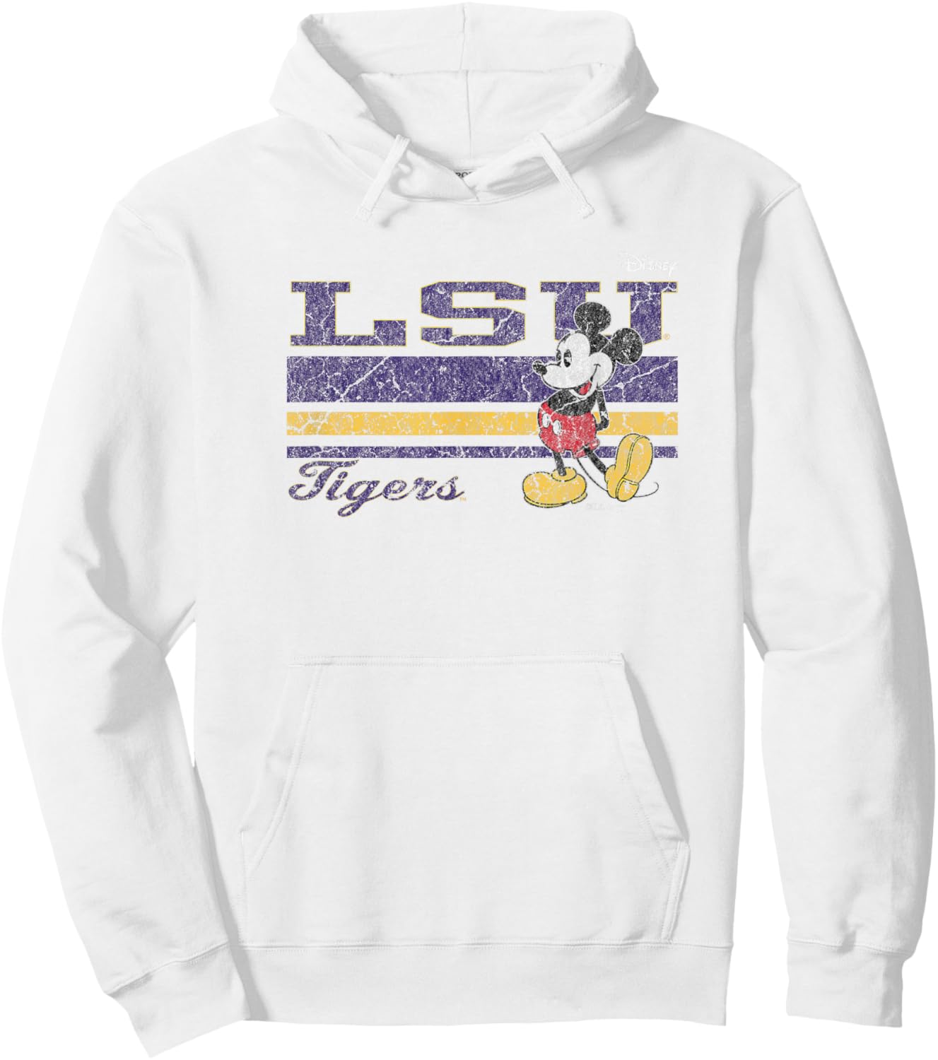 LSU Tigers Mickey Mouse Vintage Gray Officially Licensed Hoodie - Hoodie | White