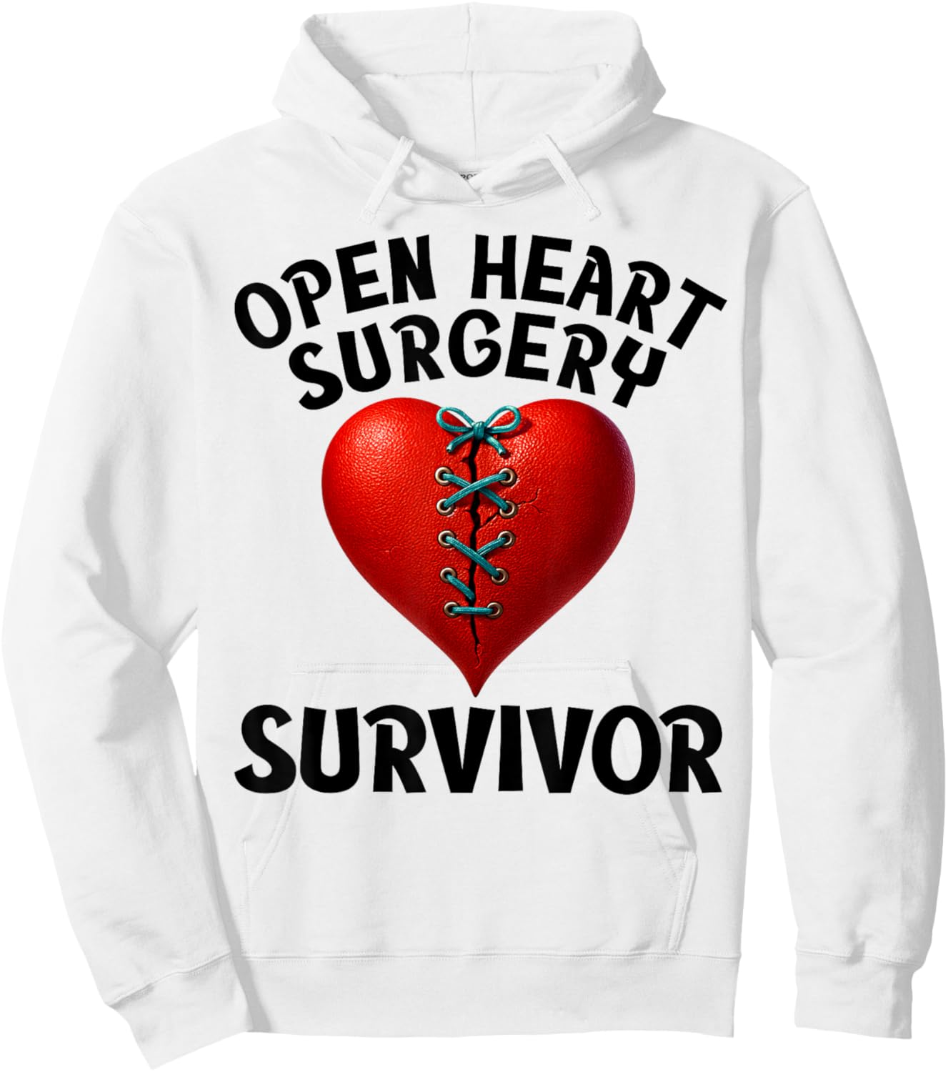 Open Heart Surgery Survivor Stitched Heart Men Women Hoodie - Hoodie | White