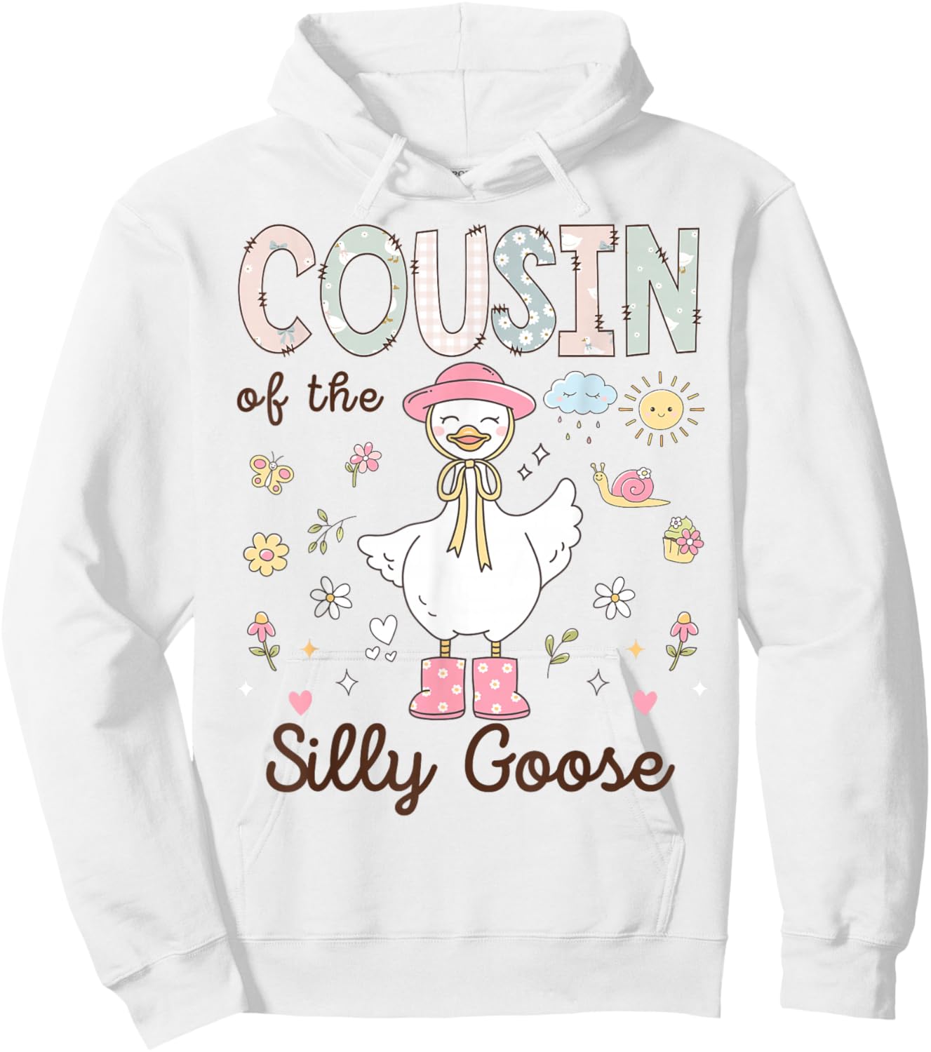 Cousin of The Silly Goose First Birthday Girl Family Hoodie - Hoodie | White